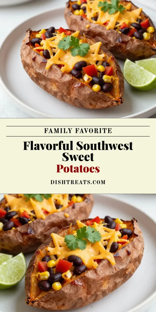 Savor the flavors of Southwest stuffed sweet potatoes with this easy black bean sweet potatoes recipe that's perfect for your next dinner. These healthy sweet potato recipes are packed with nutrients, making them a great vegetarian stuffed sweet potatoes option. Perfect for meal prep or a quick weeknight dish, this easy sweet potato dinner idea will delight your taste buds. Try it today! #HealthyEating #VegetarianRecipes #SweetPotato #DinnerInspo