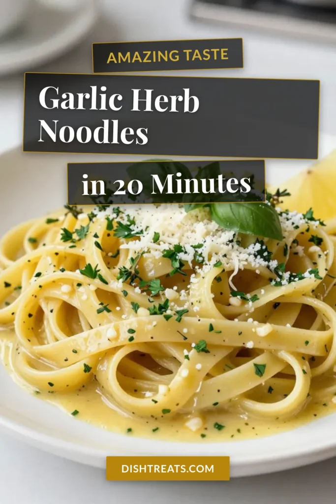 Elevate your dinner with these Garlic Herb Buttered Noodles! This quick pasta with garlic combines fettuccine or spaghetti with creamy garlic, herbs, and buttery goodness for a simple yet flavorful meal. Perfect for busy weeknights, this buttered fettuccine recipe will impress anyone at your table. Ready in just 20 minutes! Don’t forget to save this delicious garlic pasta with herbs recipe for later. #GarlicHerbButteredNoodles #PastaRecipes #QuickDinners #GarlicPasta