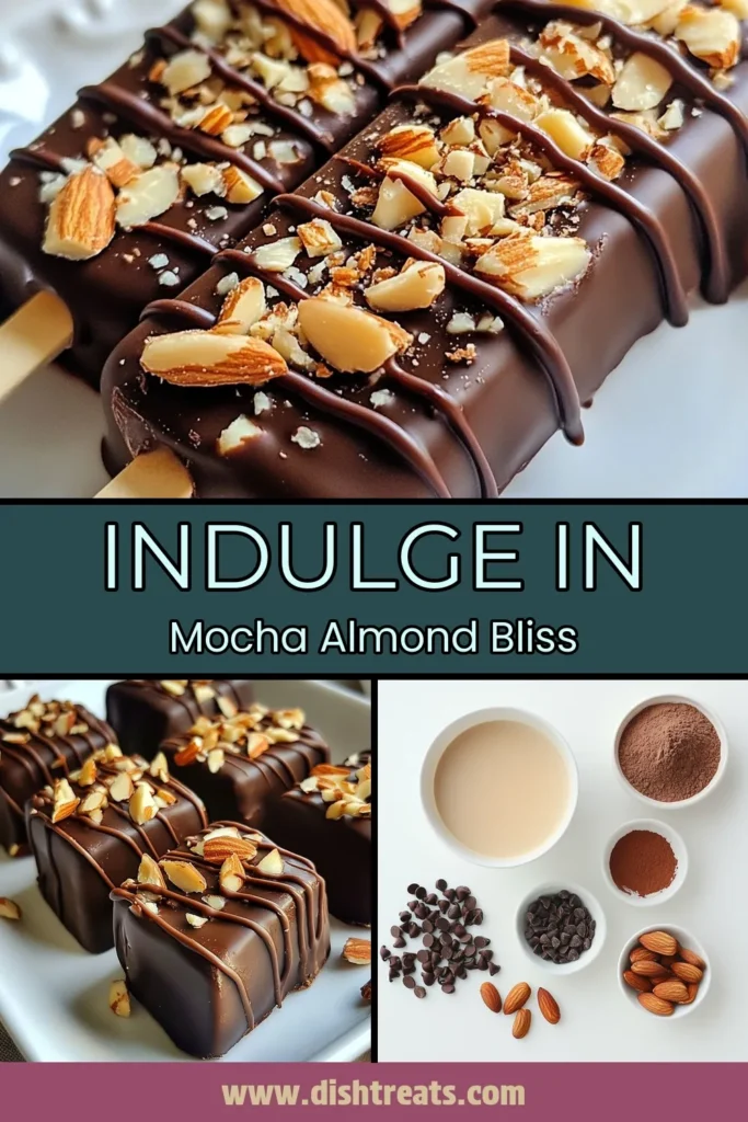 Indulge in the perfect summer treat with these Mocha Almond Fudge Pops! This homemade fudge pops recipe combines brewed coffee, almond milk, and rich cocoa powder for a deliciously creamy experience. Packed with healthy ingredients, these coffee almond popsicles are a guilt-free way to enjoy chocolate. Vegan mocha pops have never been tastier! Try this easy recipe today and beat the heat. Save it now! #MochaAlmondFudgePops #HealthyChocolatePopsicles #VeganPops #CoffeeAlmondPopsicles