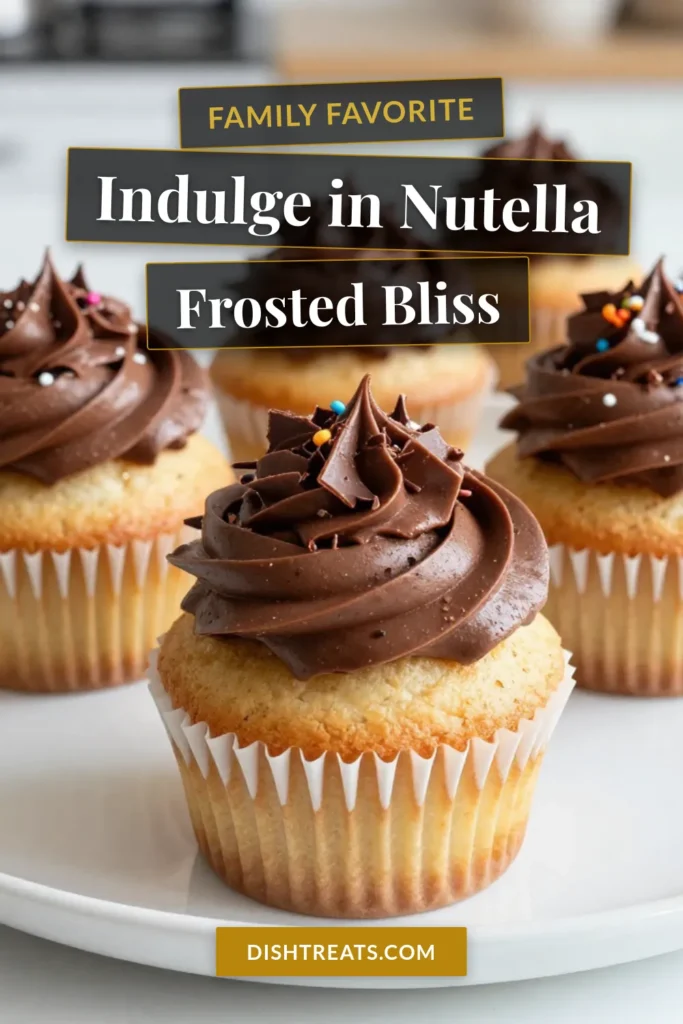 Indulge in these heavenly vanilla cupcakes with Nutella frosting, perfect for any dessert lover! This easy cupcake recipe will have you baking homemade cupcakes in just 35 minutes. Enjoy the light, fluffy texture of the vanilla cupcakes topped with creamy Nutella frosting. Elevate your dessert recipes with this delightful treat—great for parties or just because! Save this recipe now for a sweet experience! #VanillaCupcakes #NutellaFrosting #EasyCupcakeRecipe #HomemadeCupcakes