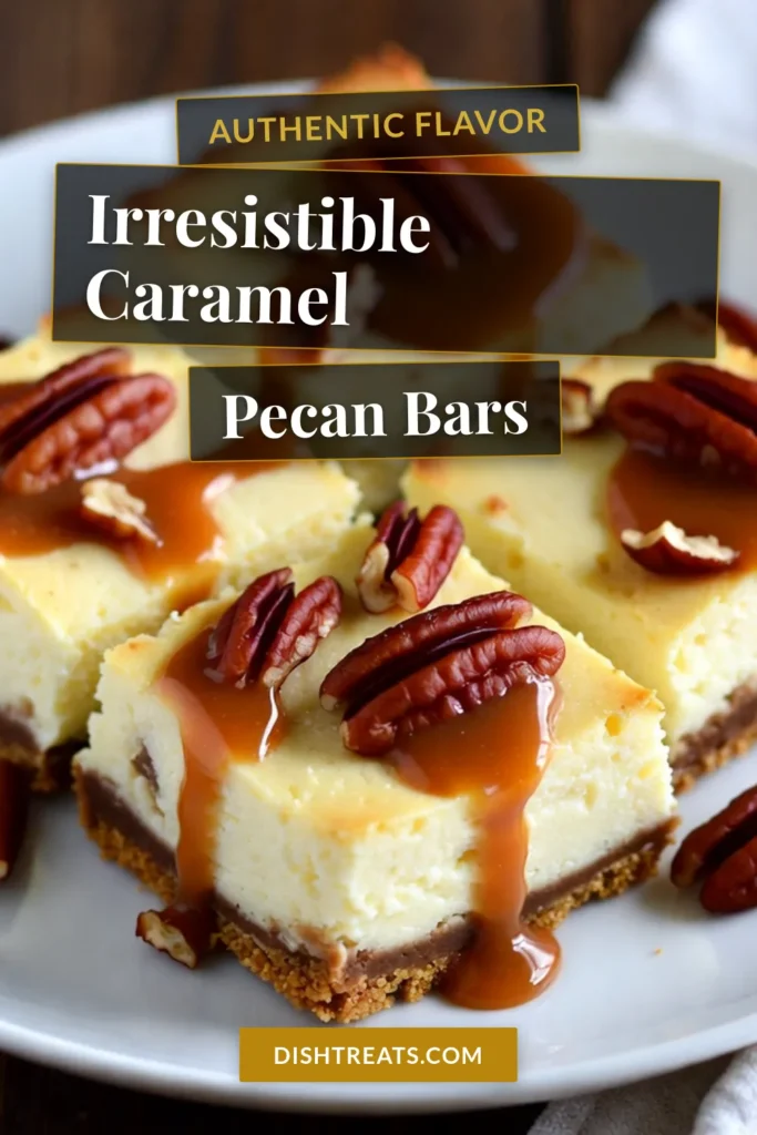 Indulge in these decadent caramel pecan cheesecake bars, the ultimate cream cheese dessert bars that will delight any palate. This easy caramel dessert bars recipe combines a buttery graham cracker crust with a creamy filling topped with crunchy pecans. Perfect for gatherings, these pecan cheesecake dessert bars are sure to impress. Save this recipe for your next sweet craving! #CaramelPecanCheesecakeBars #DessertRecipes #CheesecakeBars #EasyDesserts