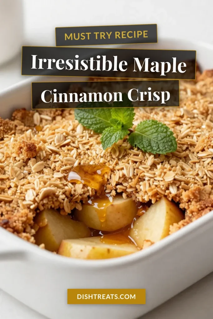 Indulge in this delicious Maple Cinnamon Apple Crisp featuring tart Granny Smith apples! This easy apple crisp recipe combines maple syrup dessert sweetness with a crunchy oat topping for the perfect fall treat. Ideal for any gathering, it's a delightful Granny Smith apple dessert you won't forget. Serve it warm with ice cream and maple syrup. Save this irresistible recipe and enjoy the flavors! #AppleCrisp #DessertRecipes #FallBaking #EasyRecipes