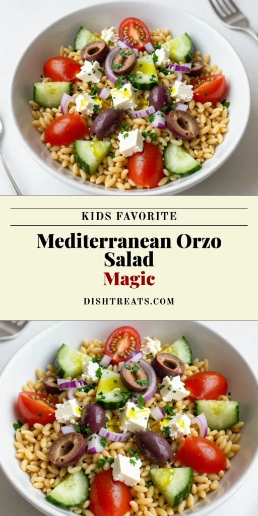 Discover the ultimate Mediterranean orzo salad with this easy orzo recipe that’s perfect for summer! This healthy Mediterranean salad features fresh cucumbers, cherry tomatoes, Kalamata olives, and creamy Greek feta for a delightful flavor burst. Enjoy a vibrant summer salad with olives and let the flavors meld beautifully. Ideal for picnics or gatherings, serve chilled for a refreshing dish. Save this recipe today! #OrzoSalad #HealthyRecipes #MediterraneanDiet #SummerSalad