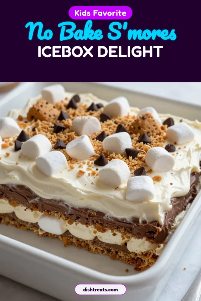 Indulge in this irresistible S'mores Icebox Cake, the perfect no-bake dessert recipe for summer! With layers of graham crackers, creamy chocolate hazelnut spread, and fluffy whipped cream, this chocolate hazelnut dessert is not only delicious but also easy to make. Treat your family and friends to this delightful easy summer dessert and watch them savor each bite. Save this recipe and create your own graham cracker cake masterpiece today! #S'moresIceboxCake #NoBakeDessert #SummerDessert #ChocolateHazelnut