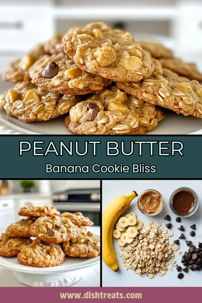 Indulge in these delicious Peanut Butter Banana Oat Cookies, a healthy oatmeal cookies recipe that’s both gluten-free and easy to make. Perfect for snack time or a sweet treat, these easy banana cookies combine creamy peanut butter, ripe bananas, and rolled oats for a delightful flavor. With optional chocolate chips for extra yum, they’re a must-try! Save this no-bake peanut butter cookie recipe for your next baking adventure! #HealthyDesserts #GlutenFree #OatmealCookies #BananaRecipes
