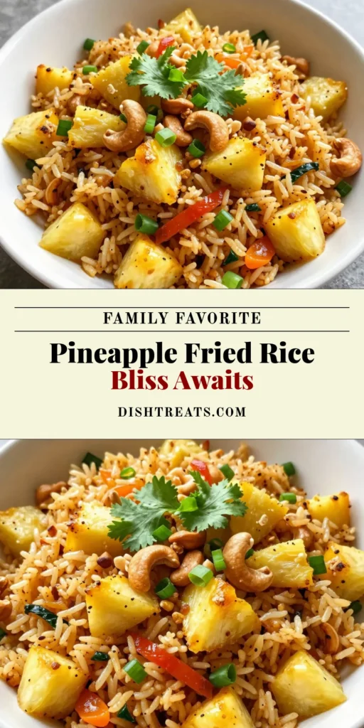 Discover the vibrant flavors of Tropical Pineapple Fried Rice with this easy Pineapple Fried Rice recipe! Bursting with juicy pineapple, mixed veggies, and toasted cashews, this Vegetarian Fried Rice with Pineapple is a perfect weeknight meal or a delightful side dish. Make use of day-old jasmine rice for the best texture. Try this quick recipe and bring a taste of the tropics to your table! Save for later! #PineappleFriedRice #JasmineRiceRecipes #VegetarianDishes #EasyRecipes