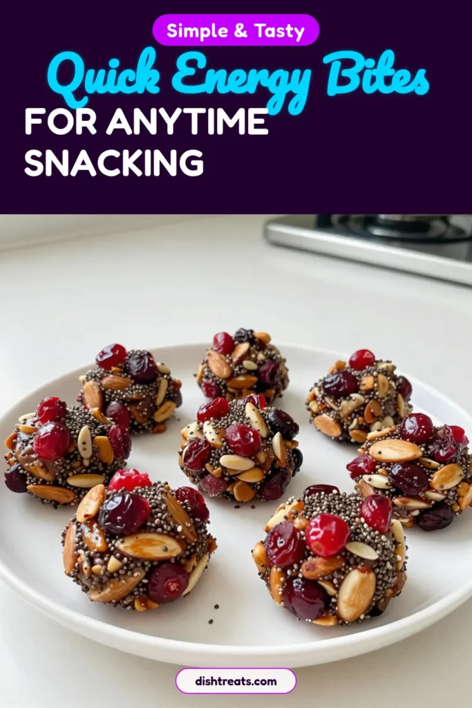 Elevate your snack game with these delicious, no-bake cranberry almond energy bites! Packed with nutritious ingredients like almond butter, chia seeds, and dried cranberries, they're the perfect healthy energy snack for busy days. Whip up a batch of these simple almond butter recipes and enjoy a tasty treat that’s ready in just 45 minutes. Perfect for on-the-go snacking! Try them today! #EnergyBites #HealthySnacks #NoBakeRecipes #ChiaSeedSnacks