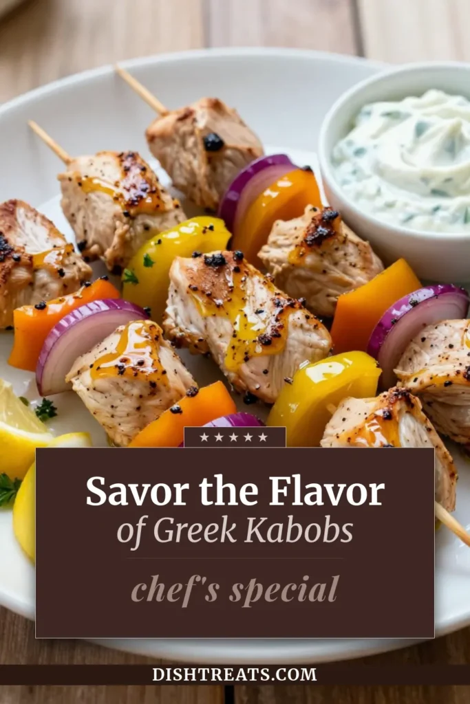 Savor the flavors of the Mediterranean with these delicious Greek chicken kabobs! This easy chicken kabob recipe features tender Greek marinated chicken, grilled to perfection on skewers. Perfect for summer barbecues or a dinner that impresses. Elevate your meals with these Mediterranean chicken kabobs, packed with vibrant veggies. Try this grilled chicken skewers recipe today! Save for later! #GreekChickenKabobs #ChickenKabobRecipe #MediterraneanChickenKabobs #GrilledChickenSkewers