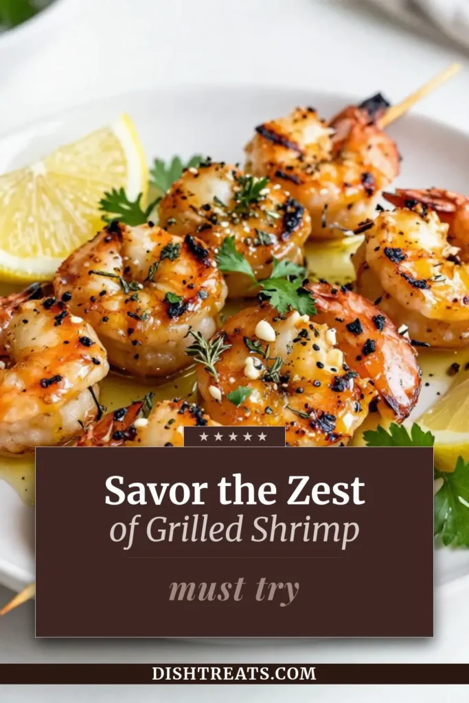 Discover the irresistible taste of Lemon Herb Grilled Shrimp with this easy shrimp skewers recipe! Marinated in a zesty lemon garlic shrimp marinade, these grilled shrimp bring vibrant flavors to your table. Perfect for summer barbecues or weeknight dinners, this grilled shrimp recipe guarantees a delicious meal in under 45 minutes. Click to save this tasty treat for your next gathering! #ShrimpRecipe #EasyShrimpSkewers #GrilledShrimp #LemonGarlicShrimp