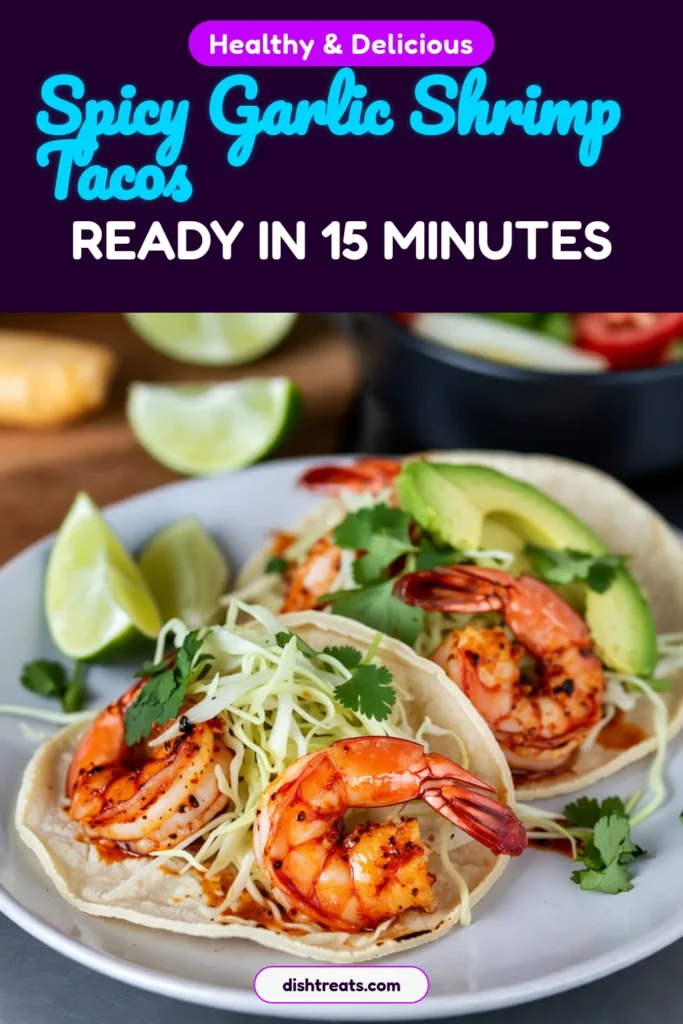 Elevate your shrimp taco night with these spicy garlic shrimp tacos that are bursting with flavor! This easy shrimp taco recipe combines perfectly seasoned shrimp with fresh toppings. Enjoy healthy shrimp tacos made with vibrant ingredients like shredded cabbage and creamy avocado. These Mexican shrimp tacos are perfect for any occasion. Save this recipe and delight your family with a delicious meal tonight! #ShrimpTacos #HealthyRecipes #TacoNight #EasyCook
