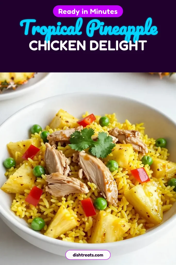 Discover the delightful flavors of Tropical Pineapple Chicken Rice, a quick dinner recipe that's sure to impress! This pineapple chicken recipe combines juicy chicken with sweet pineapple and vibrant veggies over fluffy jasmine rice. Cooked in coconut oil, this dish is perfect for busy nights, making jasmine rice dishes a breeze. Try this tropical chicken rice and bring a taste of the islands to your table tonight! #TropicalChickenRice #PineappleChickenRecipe #QuickDinnerRecipes #JasmineRiceDishes