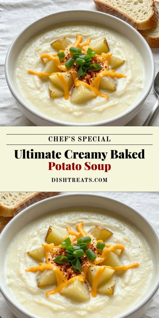 Warm up with a bowl of creamy baked potato soup that's perfect for any occasion! This loaded potato soup recipe is easy to make and features delicious ingredients like cheese and broccoli for added flavor. Enjoy a gluten-free potato soup version by swapping dairy options. Don’t miss out on this comforting meal! Pin this easy potato soup with cheese now to impress your family and guests! #PotatoSoup #SoupRecipe #ComfortFood #GlutenFreeCooking