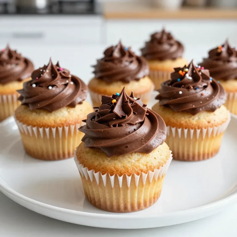 - 1 1/2 cups all-purpose flour - 1 cup granulated sugar - 1/2 cup unsalted butter, softened to room temperature - 2 large eggs - 1/2 cup whole milk - 1 tablespoon pure vanilla extract - 1 1/2 teaspoons baking powder - 1/4 teaspoon fine salt - 1 cup Nutella (for frosting) - 1/4 cup heavy cream (to whip into frosting) - A handful of sprinkles or chocolate shavings (for garnish) For the best results, use quality ingredients. Choose real vanilla extract over imitation. Ensure your butter is at room temperature for easy mixing. Fresh eggs make a big difference in texture. If you want a dairy-free option for the frosting, try using coconut cream instead of heavy cream. It gives a nice flavor and texture. For a gluten-free version, substitute the all-purpose flour with a gluten-free blend. Many blends work well in baking. Get creative with toppings! Use colorful sprinkles or rich chocolate shavings. These add flair and fun. You can also pipe extra frosting in fun shapes or use fresh fruit slices for a twist. {{ingredient_image_2}} Start by gathering your ingredients. Use room temperature butter and eggs for the best results. Cream the butter and sugar together until light and fluffy. This step is key for airy cupcakes. I mix them for about 3-5 minutes. Next, add the eggs one by one. Mix well after each egg. Then fold in the vanilla extract for flavor. In a separate bowl, whisk together the flour, baking powder, and salt. This helps mix the dry ingredients well. Gradually add the dry mix to the wet mix, alternating with the milk. Start and end with the dry mix. Mix on low speed to keep the batter light. Overmixing can lead to dense cupcakes, so be gentle! Preheat your oven to 350°F (175°C). Line a muffin tin with colorful liners. Fill each liner about two-thirds full with batter. This allows room for the cupcakes to rise. Bake for 18-20 minutes. To check if they are done, insert a toothpick into the center. If it comes out clean, your cupcakes are ready. Once baked, let them cool on a wire rack. While the cupcakes cool, prepare your frosting. In a bowl, mix Nutella and heavy cream. Use a whisk or mixer to blend until smooth. The frosting should be creamy and fluffy. If it's too thick, add more heavy cream a little at a time. You want a spreadable consistency. Taste the frosting and adjust as needed. You can add more Nutella for a richer flavor if desired. To get soft and fluffy cupcakes, you must mix carefully. Use a hand mixer or stand mixer. Cream the butter and sugar until light and fluffy. This takes about 3 to 5 minutes. After adding eggs, mix gently. When adding flour and milk, alternate between them. Start and end with flour. Mix on low speed until just combined. Overmixing makes cupcakes tough. To ensure even baking, fill each cupcake liner about two-thirds full. This gives them space to rise. Place the muffin tin in the center of the oven. This helps them bake evenly. Piping frosting can make your cupcakes look stunning. Use a piping bag with a star tip for a swirl effect. Start from the outer edge and move inward. This creates a beautiful swirl. If you don't have a piping bag, use a spatula for a rustic look. Add fun toppings to make your cupcakes pop. Use colorful sprinkles or chocolate shavings for a sweet finish. You can also add fresh fruit or nuts for a unique touch. Overbaking is a common issue. To avoid this, set a timer for 18 minutes. Check with a toothpick. If it comes out clean, they are done. If you leave them in too long, they will dry out. Measuring ingredients correctly is key. Use measuring cups for dry ingredients and liquid measuring cups for wet ones. Level off the flour with a knife to get an accurate amount. This helps your cupcakes turn out perfect every time. Pro Tips Use Room Temperature Ingredients: Make sure your butter, eggs, and milk are at room temperature before mixing. This helps create a smoother batter and results in fluffier cupcakes. Don’t Overmix: When combining the wet and dry ingredients, mix just until combined. Overmixing can lead to dense cupcakes, so be gentle! Cool Completely Before Frosting: Allow the cupcakes to cool completely on a wire rack before frosting. This prevents the icing from melting and losing its shape. Experiment with Flavors: Feel free to add different flavor extracts or mix-ins like chocolate chips to the batter for a unique twist on these vanilla cupcakes! {{image_4}} You can easily change the flavor of your cupcakes. Start by adding different extracts. Instead of pure vanilla, try almond or coconut. These will give your cupcakes a unique twist. You can also mix in fruit purees or zests. Adding lemon zest brings a fresh taste. Try orange zest for a sweet citrus hint. While Nutella frosting is delicious, you have other options. Cream cheese frosting offers a tangy contrast. A classic buttercream can also work well. To make your frosting unique, add flavors like espresso or peppermint. Just mix a few drops into your frosting for a tasty surprise. For extra flavor and texture, consider cupcake mix-ins. Chocolate chips are always a hit. You can use dark, milk, or white chocolate chips. Nuts like walnuts or pecans add crunch and taste. Seasonal ingredients can elevate your cupcakes too. In fall, add pumpkin puree or cinnamon. In summer, mix in berries for a fruity bite. To keep your vanilla cupcakes fresh, store them in an airtight container. This helps keep moisture in and prevents them from drying out. I recommend using a cake dome or a container that seals tightly. Cupcakes can stay fresh for about 3 to 5 days at room temperature. If you live in a hot climate, it's best to refrigerate them to avoid melting frosting. You can freeze both frosted and unfrosted cupcakes. To freeze unfrosted cupcakes, place them on a baking sheet. Freeze them for about 1 hour until solid. Then, transfer them to a freezer bag. Make sure to remove as much air as possible. For frosted cupcakes, place them on a baking sheet as well, then freeze until the frosting is firm. Afterward, wrap each cupcake in plastic wrap and store them in a freezer bag. When you want to enjoy them, thaw the cupcakes in the fridge overnight. If they are frosted, let them sit out for about 15 minutes before serving. This will make the frosting creamy again. Enjoy your cupcakes any time! You can check if your cupcakes are done by using the toothpick test. Insert a toothpick into the center of a cupcake. If it comes out clean or with a few crumbs, they are ready. Another sign is the color; they should be golden brown. You can also gently press the top; it should spring back. Yes, you can make these cupcakes in advance. Bake and cool them completely. Store them in an airtight container at room temperature for up to three days. If you want to keep them longer, freeze the unfrosted cupcakes. Wrap them well in plastic wrap and foil. They can last for about three months in the freezer. If your frosting is too thick, don't worry! Just add a little heavy cream, one tablespoon at a time. Whip it well until you reach the right consistency. You want it smooth and spreadable. If it’s too thin, add more Nutella to thicken it up. In this blog post, we covered how to make delicious cupcakes from start to finish. We looked at the right ingredients and their measurements, plus some tasty substitutions. I shared tips on achieving the perfect texture and decorating your treats. Don’t forget, variations can really add fun! Storing and freezing your cupcakes properly keeps them fresh longer. With these steps, you can bake with confidence. Enjoy your baking and savor each bite of your creations!