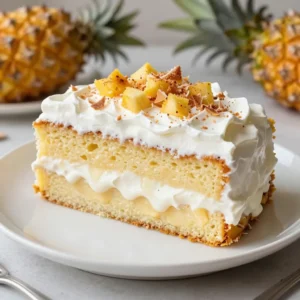 - 1 cup all-purpose flour - 1 ½ teaspoons baking powder - ½ teaspoon salt - 1 cup granulated sugar - 4 large eggs - ½ cup whole milk - 1 teaspoon vanilla extract - 1 can (14 oz) sweetened condensed milk - 1 can (12 oz) evaporated milk - 1 cup coconut milk - 1 cup crushed pineapple, drained - 1 cup heavy whipping cream - 2 tablespoons powdered sugar - Toasted coconut flakes, for garnish Gathering ingredients is key for your Pineapple Coconut Tres Leches Cake. Let’s break it down! Dry Ingredients: You need 1 cup of all-purpose flour, 1 ½ teaspoons of baking powder, ½ teaspoon of salt, and 1 cup of granulated sugar. These form the base of your cake. Wet Ingredients: For the wet mix, grab 4 large eggs, ½ cup of whole milk, and 1 teaspoon of vanilla extract. The magic happens when you add 1 can of sweetened condensed milk, 1 can of evaporated milk, and 1 cup of coconut milk. This gives the cake its rich flavor. Toppings and Garnish: To finish, you’ll need 1 cup of crushed pineapple (make sure to drain it), 1 cup of heavy whipping cream, and 2 tablespoons of powdered sugar. Don’t forget the toasted coconut flakes for that delightful crunch! Now you have all the ingredients to create this tropical delight! {{ingredient_image_2}} - Preheat the oven: Start by preheating your oven to 350°F (175°C). Grab a 9x13 inch baking pan. Grease it with butter and dust it with flour. This helps the cake come out easily. - Mix dry ingredients: In a medium bowl, whisk together 1 cup of all-purpose flour, 1 ½ teaspoons of baking powder, and ½ teaspoon of salt. This mixture should be well blended. Set it aside for later. - Beat eggs and sugar: In a larger bowl, combine 1 cup of granulated sugar and 4 large eggs. Use an electric mixer to beat this mixture. Do this on medium speed for about 5 to 7 minutes. The mix should become thick and fluffy. - Combine mixtures: Now, slowly add ½ cup of whole milk and 1 teaspoon of vanilla extract to your egg mixture. Mix it gently on low speed. Next, fold in the dry ingredients using a spatula. Be careful not to overmix; you want a light batter. - Bake the cake: Pour the batter evenly into your prepared baking pan. Spread it out to a smooth layer. Bake for 25 to 30 minutes. To check if it’s done, insert a toothpick in the center. If it comes out clean, it's ready. Let it cool in the pan for 15 minutes, then turn it out onto a wire rack to cool completely. - Prepare the milk mixture: While the cake cools, mix together 1 can of sweetened condensed milk, 1 can of evaporated milk, and 1 cup of coconut milk in a bowl. Whisk these until they are well combined. - Soak the cake: Once the cake has cooled, poke holes all over the surface with a fork. This allows the milk mixture to soak in. Slowly pour the milk mixture over the cake, making sure it seeps into the holes. - Whipping cream preparation: In a clean bowl, whip 1 cup of heavy cream with 2 tablespoons of powdered sugar. Use an electric mixer on high speed until stiff peaks form. This will be your fluffy topping. - Topping the cake: After the cake has absorbed all the milk, spread the whipped cream over the top. Be generous with it! Then, add the drained crushed pineapple on top. Sprinkle toasted coconut flakes for extra flavor and texture. - Chilling instructions: Cover the cake with plastic wrap. Refrigerate it for at least 2 hours. If you can wait overnight, it will taste even better. - Presentation tips: When ready to serve, cut the cake into squares. Place each piece on dessert plates. Top each slice with a dollop of extra whipped cream and a sprinkle of pineapple or toasted coconut flakes for a lovely finish. - Correct mixing techniques: Start by whisking the flour, baking powder, and salt. This ensures even mixing. When you beat the eggs and sugar, mix them until they become thick and fluffy. This step adds air to the batter, making your cake light. - Proper baking times: Bake the cake for 25 to 30 minutes. Check for doneness with a toothpick. If it comes out clean, your cake is ready. If you bake too long, the cake can dry out. - Best practices for soaking: Poke holes in the cooled cake with a fork. Slowly pour the milk mixture over the cake. This helps the cake absorb all the delicious milk. Let it soak for at least one hour for a rich flavor. - Suggested toppings variations: You can get creative with toppings. Try adding fresh fruits like mango or berries. A sprinkle of nuts can add great texture, too. Experiment with different flavors to find your favorite. - Dry cake solutions: If your cake turns out dry, try adding more milk mixture next time. Also, avoid overmixing the batter. This can lead to a dense cake. - Overly soggy cake solutions: If your cake is too soggy, it may have absorbed too much liquid. Make sure to let it soak for the right amount of time. You can also serve it with a thicker whipped cream layer to balance the moisture. Pro Tips Use Room Temperature Ingredients: Allow your eggs and milk to come to room temperature before mixing. This helps create a smoother batter and improves the cake's texture. Don’t Rush the Cooling Process: Make sure the cake is completely cool before soaking it in the milk mixture. This ensures the cake can absorb all the flavors without falling apart. Opt for Fresh Pineapple: While canned pineapple works fine, using fresh pineapple will enhance the flavor and elevate the overall freshness of your cake. Chill Before Serving: For the best taste and texture, chill the cake for at least 2 hours, or overnight. This allows the flavors to meld beautifully. {{image_4}} You can change the flavor of your Pineapple Coconut Tres Leches Cake with ease. Here are some tasty ideas: - Adding Different Fruits: Try mixing in mango, berries, or guava. These fruits add fresh flavors and colors. You can layer them in the cake or mix them into the whipped cream. - Using Flavored Extracts: Swap vanilla extract for coconut or almond extract. This will change the cake's taste in fun ways. Just remember to adjust the amount, as some extracts are stronger than others. Want to make this cake fit your diet? Here are some simple swaps: - Gluten-Free Substitutions: Use gluten-free flour instead of all-purpose flour. This keeps the texture light and fluffy. Brands like almond or coconut flour work well. - Dairy-Free Alternatives: Replace whole milk with almond or oat milk. For the heavy cream, use coconut cream. This keeps the cake creamy and delicious without dairy. Serve your cake in fun and creative ways: - Pairing with Other Desserts: Try serving this cake with a scoop of sorbet or a slice of fruit tart. The mix of textures and flavors will impress your guests. - Creative Serving Ideas: Cut the cake into fun shapes, like stars or hearts, for parties. You can also serve it in individual cups, layered with fruit and whipped cream. This makes a great dessert for gatherings! Store your Pineapple Coconut Tres Leches Cake in the fridge. Use an airtight container or cover it tightly with plastic wrap. This keeps the cake moist and fresh. In the fridge, the cake lasts up to five days. If you want to enjoy it longer, consider freezing it. To freeze the cake, first, let it cool completely. Wrap it in plastic wrap and then in aluminum foil. This double wrap helps prevent freezer burn. You can freeze it for up to three months. When you're ready to eat it, take it out and place it in the fridge overnight to thaw. This keeps the texture nice. After storage, you might want to enhance the flavor. A dollop of fresh whipped cream works wonders. You can also add more crushed pineapple or toasted coconut flakes on top. If the cake feels a bit cold, let it sit at room temperature for about 15 minutes. This makes it more enjoyable to eat. Tres Leches Cake is a soft, moist cake soaked in three types of milk. The main milks used are sweetened condensed milk, evaporated milk, and regular milk. This cake is creamy and rich. It has a light texture that melts in your mouth. It’s a classic dessert from Latin America, loved by many. Yes, making this cake in advance is a great idea. You can bake the cake and soak it with the milk mix a day early. This way, the cake has more time to absorb the milks. After soaking, cover it well and chill it in the fridge. This helps the flavors blend nicely. You can easily swap some ingredients. For flour, use gluten-free flour if needed. Instead of whole milk, try almond or oat milk. If you want a dairy-free option, use coconut milk and a dairy-free whipped topping. These substitutions can still give you a tasty cake. To check if your cake is done, use a toothpick. Insert it into the center of the cake. If it comes out clean, the cake is ready. If it has wet batter on it, bake for a few more minutes. The cake should also spring back when lightly touched. You can keep this cake in the fridge for about 3 to 5 days. Make sure it is covered tightly. This helps keep it fresh and safe to eat. Avoid leaving it out for long periods. If you want to keep it longer, consider freezing it for up to a month. This blog post covered every step to create a Pineapple Coconut Tres Leches Cake. You learned about the ingredients, mixing techniques, and baking instructions. We also explored tips for perfect texture and flavor, plus storage info for later enjoyment. Enjoying this dessert is possible for everyone, even with dietary needs. Try different flavors and toppings to make it your own. Now, gather your ingredients and start baking! You will love the results.