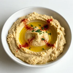 To make a rich and creamy roasted garlic hummus, you'll need a few simple ingredients. Here’s the list: - 1 can (15 oz) chickpeas, drained and rinsed - 1/4 cup creamy tahini - 3 cloves roasted garlic - 2 tablespoons freshly squeezed lemon juice - 2 tablespoons extra-virgin olive oil, plus more for drizzling - 1/2 teaspoon ground cumin - Sea salt, to taste - Water, as needed for desired consistency - Smoked paprika and finely chopped fresh parsley for garnish Each ingredient plays a special role in making this dip smooth and flavorful. The chickpeas form the base, while tahini adds creaminess. Roasted garlic gives a rich, sweet taste. Lemon juice brightens the flavor, and olive oil adds a nice finish. Ground cumin brings a warm note, while sea salt enhances all the flavors. You can adjust the water for a thicker or thinner dip. Finally, garnishes like smoked paprika and parsley add color and flair. {{ingredient_image_2}} Start by preheating your oven to 400°F (200°C). This step gets the oven ready for roasting garlic. Take a whole bulb of garlic. Slice off the top to show the cloves. Drizzle a bit of olive oil over the cut cloves. Wrap the bulb tightly in aluminum foil. Place it in the oven and roast for about 30-35 minutes. The garlic should become soft and fragrant. Once done, remove it and let it cool a bit. In a high-powered blender or food processor, add the drained chickpeas, tahini, and roasted garlic cloves. Squeeze the garlic out of their skins directly into the blender. Also, add lemon juice, olive oil, cumin, and a pinch of sea salt. Blend everything until it is very smooth. If the hummus is thick, add water slowly. Use one tablespoon at a time and blend after each addition. Keep going until you get that creamy texture you want. After blending, taste your hummus. If it needs more flavor, add more salt or lemon juice. Mix again to make sure the flavors blend well. Spoon the smooth hummus into a nice bowl. Use the back of a spoon to make a swirl on top. This gives it a lovely look. Drizzle some olive oil over the surface. Then, sprinkle a bit of smoked paprika and fresh chopped parsley for color and taste. For a fun touch, serve the hummus with colorful vegetable sticks or warm pita bread for dipping. Roasting garlic is easy and gives a sweet taste. Here’s how to do it right: - Choose fresh bulbs: Look for firm bulbs with no soft spots. - Slice the top: Cut off just the top to expose the cloves. - Drizzle olive oil: A small amount keeps the garlic moist. - Wrap in foil: This traps steam and helps it cook evenly. - Watch the time: Roast for 30-35 minutes at 400°F. It should be soft and golden. Creamy hummus is all about the blend. Here’s what I recommend: - Use canned chickpeas: They save time and are great for smoothness. - Add tahini: This gives richness and a nutty flavor. - Blend well: Mix until smooth. Stop to scrape down the sides as needed. - Adjust with water: If it's too thick, add water a tablespoon at a time. - Taste as you go: Adjust salt or lemon juice for the best flavor. A beautiful dish makes a big impact. Try these ideas: - Use a nice bowl: Choose one that contrasts with the hummus color. - Swirl the top: Use a spoon to create a lovely design. - Garnish well: Drizzle olive oil and add smoked paprika and parsley. - Serve with colors: Pair with vibrant veggie sticks and warm pita. Pro Tips Use Fresh Ingredients: For the best flavor, opt for fresh lemon juice and high-quality olive oil. Freshness makes a significant difference in taste. Experiment with Flavors: Feel free to customize your hummus by adding herbs like basil or spices like cayenne pepper for a kick. This can elevate your dip to a new level. Chill Before Serving: For an even creamier texture, refrigerate the hummus for at least an hour before serving. It allows the flavors to meld beautifully. Store Properly: Keep any leftovers in an airtight container in the fridge. It can last up to a week, making it a perfect meal prep option. {{image_4}} To add some heat, you can make spicy roasted garlic hummus. Simply mix in chili powder or cayenne pepper when blending. Start with a small amount, then taste and add more heat as you like. You can also add chopped jalapeños for a fresh kick. This brings a whole new level of flavor. Herbs can make your hummus sing. Try adding fresh herbs like basil, cilantro, or dill. Just toss in a handful while blending. You can also use dried herbs like oregano or thyme. These will bring a fresh and vibrant taste to your dip. Each herb changes the flavor profile, so experiment with what you love. Want to change things up? Add roasted red peppers or olive tapenade. Simply blend these ingredients in with your main mix. Roasted red peppers give a sweet and smoky flavor. Olive tapenade adds a salty, briny taste. Both options make your hummus more unique and delicious. Don't hesitate to try different add-ins based on your taste! Roasted garlic adds great taste and health perks to hummus. It is low in calories and high in nutrients. A single clove offers vitamins B6 and C, manganese, and antioxidants. These help fight free radicals in the body. Chickpeas, the base of hummus, are rich in protein and fiber. Together, they create a filling dip that fuels your body. Roasted garlic is a natural immune booster. It contains allicin, which helps the body fight infections. Eating garlic regularly can lower the chance of getting sick. Pairing it with chickpeas adds extra protein, which supports your immune health. This dip is perfect for keeping you strong, especially during cold months. Roasted garlic also promotes heart health. Studies show it can lower blood pressure and cholesterol levels. Garlic helps improve blood circulation, which is vital for heart function. The healthy fats in olive oil further support your heart. Enjoying this hummus can be a tasty step toward a healthier heart. Roasted garlic hummus can last about five days in the fridge. Store it in an airtight container. If you see any change in color or smell, it’s best to throw it away. Freezing is an option too! Just keep it in a freezer-safe container for up to three months. You can use raw garlic, but it will change the taste. Raw garlic is much stronger and can be spicy. Roasting garlic makes it sweet and soft. If you like bold flavors, try using one clove of raw garlic first. Then, taste and decide if you need more. You can find pre-made roasted garlic hummus at many grocery stores. Look in the deli or refrigerated section. Brands like Sabra and Tribe often have it. You can also check local markets or specialty stores. Roasted garlic hummus pairs well with many dippable items. Here are some great options: - Fresh vegetable sticks (carrots, cucumbers, bell peppers) - Warm pita bread or pita chips - Crackers or breadsticks - Grilled chicken or shrimp for a heartier option This dip is also great as a spread on sandwiches or wraps. In this post, we explored how to make roasted garlic hummus using simple ingredients like chickpeas and tahini. I provided step-by-step instructions to ensure perfect results. You learned tips for roasting garlic and creating a creamy texture. We also discussed fun flavor variations and the health benefits of roasted garlic. Roasted garlic hummus is tasty and good for you. It's a great addition to any meal or snack. Enjoy making it, sharing it, and feeling good about what you eat.