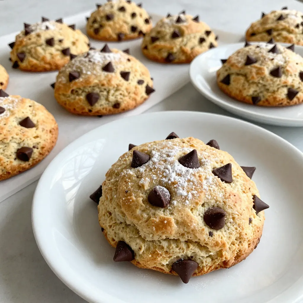 To make chocolate chip scone bites, gather these simple items: - 2 cups all-purpose flour - 1/4 cup granulated sugar - 1 tablespoon baking powder - 1/2 teaspoon salt - 1/2 cup cold, unsalted butter, diced - 1/2 cup chocolate chips (semi-sweet or dark) - 1/2 cup heavy cream - 1 large egg - 1 teaspoon vanilla extract - Extra chocolate chips for sprinkling (optional) If you have dietary needs, here are some swaps: - Use gluten-free flour for a gluten-free option. - Replace heavy cream with coconut cream for a dairy-free version. - Substitute maple syrup for sugar if you want a natural sweetener. Not all chocolate chips are the same. Here’s how to choose: - Look for high-quality chocolate with a rich flavor. - Semi-sweet chips work best for a balanced taste. - For a twist, try dark chocolate or milk chocolate chips. - Avoid chips with added fillers; pure chocolate is best. - Consider using mini chips for more chocolate in every bite. {{ingredient_image_2}} Start by preheating your oven to 400°F (200°C). Grab a large bowl. In this bowl, mix together 2 cups of all-purpose flour, 1/4 cup of sugar, 1 tablespoon of baking powder, and 1/2 teaspoon of salt. Stir well with a whisk to combine all the dry ingredients. This step is key for even flavor and texture. Next, cut 1/2 cup of cold, unsalted butter into small cubes. Add this butter to your flour mix. Use a pastry cutter or your fingers to mix until it looks like coarse crumbs. This means your butter is well incorporated. Now, fold in 1/2 cup of chocolate chips evenly into the mix. In a separate small bowl, whisk together 1/2 cup of heavy cream, 1 large egg, and 1 teaspoon of vanilla extract. Make sure this mixture is smooth and blended well. Slowly pour this wet mix into your dry ingredients. Stir gently until just combined. Don’t overmix; a few lumps are fine. This keeps your scones soft and tender. Lightly flour your work surface. Turn out the dough onto this surface and gently press it into a rectangle about 1 inch thick. Use a sharp knife to cut the dough into small squares or triangles, about 4 cm in size. Place these pieces on a baking sheet lined with parchment paper. Leave some space between each scone bite. For an extra treat, sprinkle a few more chocolate chips on top of each piece. Bake in your preheated oven for 15-18 minutes. They’re done when they are lightly golden on top and a toothpick comes out clean. After baking, let them cool on the tray for a few minutes before moving them to a wire rack to cool completely. Enjoy your fresh and tasty chocolate chip scone bites! To make scone bites soft and tender, cold butter is key. Use unsalted butter and keep it chilled. Cut the butter into small cubes and mix it into the flour quickly. Aim for a crumbly texture, like wet sand. Don’t overmix the dough; stir until just combined. A slightly crumbly dough makes for lighter scone bites. Avoid using warm butter. It can lead to dense scones. Also, don’t overwork the dough. This will make your scone bites tough. Be careful with measuring flour. Too much can ruin your texture. Use a kitchen scale for best results. Finally, always use fresh baking powder. Old baking powder can keep your scones from rising. Use a large mixing bowl for easy mixing. A pastry cutter helps blend butter into flour. A baking sheet lined with parchment paper is a must. This prevents sticking and helps even baking. A sharp knife or pastry cutter works well for shaping the scone bites. Finally, a cooling rack allows for proper cooling after baking. Pro Tips Use Cold Ingredients: Make sure your butter is very cold. This helps create a flaky texture in the scones. Don't Overmix: Mix the dough just until combined. Overmixing can lead to tough scones. Chill the Dough: For an even flakier texture, chill the dough for 15-30 minutes before baking. Experiment with Flavors: Feel free to add nuts, dried fruit, or different types of chocolate for variety. {{image_4}} You can switch up the chocolate in your scone bites. Use semi-sweet chocolate chips for a classic taste. Dark chocolate gives a rich flavor and pairs well with the dough. If you want something sweet, try milk chocolate chips. For a fun twist, consider white chocolate or even chocolate chunks. Each type of chocolate brings its own special taste. There are many ways to add fun flavors to your scone bites. Nuts like walnuts or pecans add crunch. Dried fruits such as cranberries or apricots offer sweetness. You can also try spices like cinnamon for warmth. Don’t forget to mix in zest from oranges or lemons for a fresh twist. These additions can make your scone bites even more exciting. You can easily make these scone bites gluten-free. Substitute all-purpose flour with a gluten-free blend. Make sure the baking powder is gluten-free too. For a vegan version, replace the butter with coconut oil or vegan butter. Use a flax egg instead of the chicken egg. These simple swaps keep the taste delicious while meeting dietary needs. To keep your chocolate chip scone bites fresh, store them in an airtight container. This helps to lock in moisture and flavor. Place a piece of parchment paper between layers if you stack them. This will prevent them from sticking together. Keep the container at room temperature for up to three days. When you want to enjoy a warm scone bite, preheat your oven to 350°F (175°C). Place the scone bites on a baking sheet. Heat them for about 5-7 minutes. You can also use a microwave. Heat them for about 10-15 seconds. However, the oven gives a better texture. To freeze your scone bites, let them cool completely first. Then, place them in a single layer on a baking sheet. Freeze for 1-2 hours. Once frozen, transfer them to a freezer-safe bag. Remove any extra air before sealing. They can stay good for up to three months. When you're ready to eat, thaw them in the fridge overnight before reheating. Chocolate chip scone bites last about 2 to 3 days when stored properly. Keep them in an airtight container at room temperature. If you want them to last longer, you can freeze them. This way, they can last up to 2 months. Just make sure to let them cool completely before freezing. Yes, you can make the dough ahead of time! It’s best to wrap it tightly in plastic wrap and chill it in the fridge. You can store it for up to 24 hours. When you are ready to bake, just roll it out and cut it into shapes. This makes it easy to have fresh scones whenever you want! Serve chocolate chip scone bites with fresh fruit, like berries or sliced bananas. They pair well with clotted cream or whipped cream for a rich touch. A cup of hot tea or coffee also makes a lovely companion. You can even drizzle some chocolate sauce over them for an extra treat! This blog post covered all you need for making perfect chocolate chip scone bites. We explored ingredients, tips for texture, and clever variations to suit your needs. Remember to choose the right chocolate and avoid common mistakes while baking. Store them well and enjoy fresh bites later. With these steps, you can create tasty treats for any occasion. Happy baking!