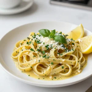 You need just a few simple items to make Garlic Herb Buttered Noodles. Here’s what you should have: - 8 oz fettuccine or spaghetti - 4 tablespoons unsalted butter - 4 cloves garlic, minced - 1 teaspoon fresh thyme leaves - 1 teaspoon fresh parsley, chopped - 1 teaspoon fresh basil, chopped - Salt and pepper to taste These ingredients create a rich and flavorful base. You can add some extra ingredients to boost the taste. Consider these options: - 1/4 teaspoon red pepper flakes (for a spicy kick) - Lemon wedges (for a bright finish) These ingredients can add a nice twist to the dish. When serving, you can make your dish even better with toppings. Try these ideas: - Grated Parmesan cheese - Extra fresh herbs (like basil or parsley) These garnishes not only look good but also enhance the overall flavor. Enjoy your meal! {{ingredient_image_2}} To start, boil a large pot of salted water. Once it is bubbling, add 8 oz of fettuccine or spaghetti. Cook the pasta according to the package instructions until it is al dente. Al dente means the noodles should have a slight bite. Before you drain the noodles, save about 1/2 cup of the starchy pasta water. This water adds creaminess later. Drain the noodles in a colander and set them aside. Next, grab a large skillet and heat 4 tablespoons of unsalted butter over medium heat. Once the butter melts, add 4 cloves of minced garlic. Sauté the garlic gently for 1-2 minutes until it smells fragrant. Stir carefully to prevent browning, which can taste bitter. After that, add 1 teaspoon each of fresh thyme leaves, chopped parsley, and chopped basil. If you like a bit of spice, toss in 1/4 teaspoon of red pepper flakes. Season with salt and pepper. Cook this mixture for 1 more minute to blend the flavors. Now it's time to bring it all together. Add the drained noodles into the skillet with the garlic herb butter. Toss the noodles gently to coat them evenly. If the mixture looks dry, add small amounts of the reserved pasta water. This will help make it creamy. Taste the noodles and adjust the seasoning if needed. Once everything is mixed well, plate the noodles. Don’t forget to top with grated Parmesan cheese and serve with lemon wedges for a fresh kick! To cook pasta well, start with a large pot. Use plenty of water, about 4-6 quarts. Add salt to the water before boiling. This step adds flavor. Bring the water to a rolling boil before adding your pasta. Stir the pasta right after adding it to prevent sticking. Cook it until it is al dente, which means firm to the bite. This usually takes 8-10 minutes for fettuccine or spaghetti. Save some pasta water before draining. This starchy water helps make your sauce creamy later. To create creamy noodles, the key is the pasta water. After draining, add the noodles to the skillet with garlic herb butter. Toss them gently to coat. If the noodles seem dry, add small amounts of the reserved pasta water. Stir until you reach the perfect creamy texture. The butter, along with the starchy water, combines to create a rich sauce. Remember, you can always add more water, but it's hard to fix if you add too much. Taste your dish as you cook. This helps you adjust the flavors. Start with salt and pepper, then add herbs like thyme, parsley, and basil. If you like a little heat, sprinkle in red pepper flakes. For a brighter taste, serve with lemon wedges. A squeeze of lemon enhances the noodles and adds freshness. Adjust the seasoning to your liking, and don’t be afraid to experiment. Cooking is about finding your favorite flavors! Pro Tips Choose the Right Pasta: For this recipe, fettuccine or spaghetti works best as they hold the sauce well, allowing for a deliciously coated dish. Don’t Overcook the Garlic: When sautéing garlic, keep an eye on it to prevent burning. A fragrant, golden hue is what you want for optimal flavor. Use Starchy Pasta Water: The reserved pasta water helps to create a creamier sauce. Add it gradually until you reach your desired consistency. Fresh Herbs Make a Difference: Using fresh herbs instead of dried can elevate the flavor profile of the dish significantly, making it taste more vibrant and fresh. {{image_4}} You can use any pasta you like for garlic herb buttered noodles. Fettuccine and spaghetti are great, but penne, linguine, or even whole wheat pasta work well too. Each pasta shape will hold the sauce differently, so choose one that you enjoy. If you prefer gluten-free options, look for rice or chickpea pasta. They add a unique flavor and texture. To make this dish heartier, add protein or vegetables. Cooked chicken, shrimp, or tofu blends nicely with the noodles. For veggies, consider adding spinach, peas, or cherry tomatoes. Sauté them in the skillet before adding the garlic and herbs. This adds color, nutrients, and flavor. You can also toss in cooked bacon or sausage for added richness. Adjust the flavors to your taste. For a zesty kick, add lemon zest or more red pepper flakes. If you love cheese, mix in cream cheese or ricotta for a creamy texture. Swap the herbs based on your preference. Oregano or dill can be nice alternatives. Don't forget to taste as you go to find your perfect balance! To keep your garlic herb buttered noodles fresh, let them cool first. Place the noodles in an airtight container. Make sure to cover them tightly. They will last in the fridge for 3 to 4 days. If you notice any signs of spoilage, such as a strange smell, it’s best to throw them out. When you are ready to eat your leftovers, reheating is simple. You can use a skillet or microwave. If using a skillet, add a splash of water or broth. This helps steam the noodles and keeps them from drying out. Heat over low to medium heat, stirring gently. If you choose the microwave, cover the bowl with a damp paper towel. Heat in short bursts, stirring in between, until warm. If you want to save garlic herb buttered noodles for later, freezing is a great option. First, cool the noodles completely. Then, portion them into freezer bags or containers. Be sure to remove as much air as possible before sealing. They can last in the freezer for up to 2 months. To use, thaw in the fridge overnight. Reheat using the tips above for best results. I recommend using fettuccine or spaghetti. Both types work well. Fettuccine has a flat shape that holds the sauce nicely. Spaghetti is classic and versatile, too. You can choose any pasta you prefer. Just make sure it has a good texture to grab that garlic herb butter. Yes, you can make it vegan! Replace the butter with vegan butter or olive oil. Use nutritional yeast instead of Parmesan cheese for that cheesy flavor. Fresh herbs and garlic still shine in this dish. You won’t miss the dairy at all. You can prepare garlic herb butter in advance. Simply melt the butter and mix in the minced garlic and herbs. Store this mix in an airtight container in the fridge. When you’re ready to use it, just warm it up before tossing with the noodles. This saves time and adds flavor fast! Garlic herb buttered noodles are easy to make and delicious. We covered key ingredients and ways to add flavor. The step-by-step guide helps you cook perfectly every time. With tips for creamy noodles and serving ideas, you can customize this dish. Store leftovers properly and learn to reheat them well. Enjoy these noodles your way, knowing you can make them ahead. Now you can create a tasty meal anytime.