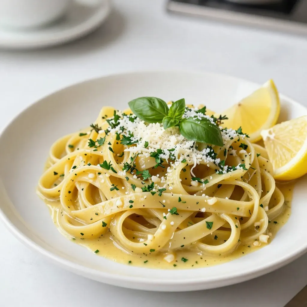 You need just a few simple items to make Garlic Herb Buttered Noodles. Here’s what you should have: - 8 oz fettuccine or spaghetti - 4 tablespoons unsalted butter - 4 cloves garlic, minced - 1 teaspoon fresh thyme leaves - 1 teaspoon fresh parsley, chopped - 1 teaspoon fresh basil, chopped - Salt and pepper to taste These ingredients create a rich and flavorful base. You can add some extra ingredients to boost the taste. Consider these options: - 1/4 teaspoon red pepper flakes (for a spicy kick) - Lemon wedges (for a bright finish) These ingredients can add a nice twist to the dish. When serving, you can make your dish even better with toppings. Try these ideas: - Grated Parmesan cheese - Extra fresh herbs (like basil or parsley) These garnishes not only look good but also enhance the overall flavor. Enjoy your meal! {{ingredient_image_2}} To start, boil a large pot of salted water. Once it is bubbling, add 8 oz of fettuccine or spaghetti. Cook the pasta according to the package instructions until it is al dente. Al dente means the noodles should have a slight bite. Before you drain the noodles, save about 1/2 cup of the starchy pasta water. This water adds creaminess later. Drain the noodles in a colander and set them aside. Next, grab a large skillet and heat 4 tablespoons of unsalted butter over medium heat. Once the butter melts, add 4 cloves of minced garlic. Sauté the garlic gently for 1-2 minutes until it smells fragrant. Stir carefully to prevent browning, which can taste bitter. After that, add 1 teaspoon each of fresh thyme leaves, chopped parsley, and chopped basil. If you like a bit of spice, toss in 1/4 teaspoon of red pepper flakes. Season with salt and pepper. Cook this mixture for 1 more minute to blend the flavors. Now it's time to bring it all together. Add the drained noodles into the skillet with the garlic herb butter. Toss the noodles gently to coat them evenly. If the mixture looks dry, add small amounts of the reserved pasta water. This will help make it creamy. Taste the noodles and adjust the seasoning if needed. Once everything is mixed well, plate the noodles. Don’t forget to top with grated Parmesan cheese and serve with lemon wedges for a fresh kick! To cook pasta well, start with a large pot. Use plenty of water, about 4-6 quarts. Add salt to the water before boiling. This step adds flavor. Bring the water to a rolling boil before adding your pasta. Stir the pasta right after adding it to prevent sticking. Cook it until it is al dente, which means firm to the bite. This usually takes 8-10 minutes for fettuccine or spaghetti. Save some pasta water before draining. This starchy water helps make your sauce creamy later. To create creamy noodles, the key is the pasta water. After draining, add the noodles to the skillet with garlic herb butter. Toss them gently to coat. If the noodles seem dry, add small amounts of the reserved pasta water. Stir until you reach the perfect creamy texture. The butter, along with the starchy water, combines to create a rich sauce. Remember, you can always add more water, but it's hard to fix if you add too much. Taste your dish as you cook. This helps you adjust the flavors. Start with salt and pepper, then add herbs like thyme, parsley, and basil. If you like a little heat, sprinkle in red pepper flakes. For a brighter taste, serve with lemon wedges. A squeeze of lemon enhances the noodles and adds freshness. Adjust the seasoning to your liking, and don’t be afraid to experiment. Cooking is about finding your favorite flavors! Pro Tips Choose the Right Pasta: For this recipe, fettuccine or spaghetti works best as they hold the sauce well, allowing for a deliciously coated dish. Don’t Overcook the Garlic: When sautéing garlic, keep an eye on it to prevent burning. A fragrant, golden hue is what you want for optimal flavor. Use Starchy Pasta Water: The reserved pasta water helps to create a creamier sauce. Add it gradually until you reach your desired consistency. Fresh Herbs Make a Difference: Using fresh herbs instead of dried can elevate the flavor profile of the dish significantly, making it taste more vibrant and fresh. {{image_4}} You can use any pasta you like for garlic herb buttered noodles. Fettuccine and spaghetti are great, but penne, linguine, or even whole wheat pasta work well too. Each pasta shape will hold the sauce differently, so choose one that you enjoy. If you prefer gluten-free options, look for rice or chickpea pasta. They add a unique flavor and texture. To make this dish heartier, add protein or vegetables. Cooked chicken, shrimp, or tofu blends nicely with the noodles. For veggies, consider adding spinach, peas, or cherry tomatoes. Sauté them in the skillet before adding the garlic and herbs. This adds color, nutrients, and flavor. You can also toss in cooked bacon or sausage for added richness. Adjust the flavors to your taste. For a zesty kick, add lemon zest or more red pepper flakes. If you love cheese, mix in cream cheese or ricotta for a creamy texture. Swap the herbs based on your preference. Oregano or dill can be nice alternatives. Don't forget to taste as you go to find your perfect balance! To keep your garlic herb buttered noodles fresh, let them cool first. Place the noodles in an airtight container. Make sure to cover them tightly. They will last in the fridge for 3 to 4 days. If you notice any signs of spoilage, such as a strange smell, it’s best to throw them out. When you are ready to eat your leftovers, reheating is simple. You can use a skillet or microwave. If using a skillet, add a splash of water or broth. This helps steam the noodles and keeps them from drying out. Heat over low to medium heat, stirring gently. If you choose the microwave, cover the bowl with a damp paper towel. Heat in short bursts, stirring in between, until warm. If you want to save garlic herb buttered noodles for later, freezing is a great option. First, cool the noodles completely. Then, portion them into freezer bags or containers. Be sure to remove as much air as possible before sealing. They can last in the freezer for up to 2 months. To use, thaw in the fridge overnight. Reheat using the tips above for best results. I recommend using fettuccine or spaghetti. Both types work well. Fettuccine has a flat shape that holds the sauce nicely. Spaghetti is classic and versatile, too. You can choose any pasta you prefer. Just make sure it has a good texture to grab that garlic herb butter. Yes, you can make it vegan! Replace the butter with vegan butter or olive oil. Use nutritional yeast instead of Parmesan cheese for that cheesy flavor. Fresh herbs and garlic still shine in this dish. You won’t miss the dairy at all. You can prepare garlic herb butter in advance. Simply melt the butter and mix in the minced garlic and herbs. Store this mix in an airtight container in the fridge. When you’re ready to use it, just warm it up before tossing with the noodles. This saves time and adds flavor fast! Garlic herb buttered noodles are easy to make and delicious. We covered key ingredients and ways to add flavor. The step-by-step guide helps you cook perfectly every time. With tips for creamy noodles and serving ideas, you can customize this dish. Store leftovers properly and learn to reheat them well. Enjoy these noodles your way, knowing you can make them ahead. Now you can create a tasty meal anytime.