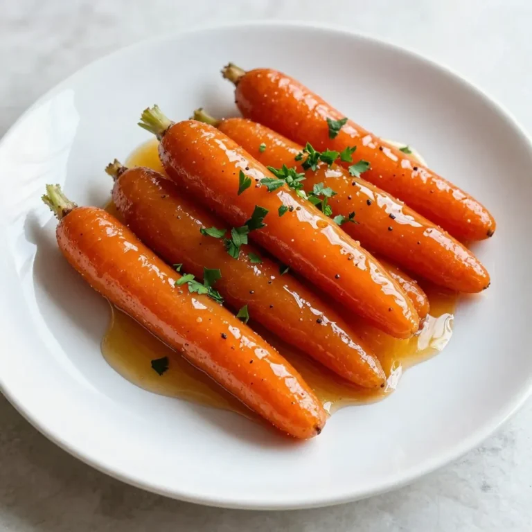 - 1 pound baby carrots (or 4 large carrots, sliced into sticks) - 4 tablespoons unsalted butter - 1/4 cup packed brown sugar - 1/2 teaspoon ground cinnamon - 1/4 teaspoon freshly grated nutmeg - Salt and freshly cracked black pepper to taste - 2 tablespoons fresh parsley, finely chopped (for garnish) For this dish, I love using baby carrots. They are sweet and tender. If you can't find them, just cut large carrots into sticks. You want them to be uniform in size for even cooking. The butter is key here. It adds richness to the glaze. Brown sugar gives the carrots a lovely sweetness. It melts down into a syrup that clings to the carrots. Ground cinnamon and nutmeg bring warmth and spice. These flavors make the dish special. Don’t forget salt and pepper. They balance the sweetness and enhance the taste. Fresh parsley brightens the dish and adds color. It’s a simple touch that makes a big difference. With these ingredients, you can create a mouthwatering side dish. It pairs well with many main courses. Whether it’s a holiday feast or a weeknight dinner, these carrots are sure to impress. {{ingredient_image_2}} Start by placing a large skillet over medium heat. Add 4 tablespoons of unsalted butter. Let the butter melt fully. You will see it bubble when it's ready. This bubbling means the pan is hot enough to continue. Once the butter melts, add 1/4 cup of packed brown sugar. Sprinkle in 1/2 teaspoon of ground cinnamon and 1/4 teaspoon of freshly grated nutmeg. Stir the mixture well. You want the brown sugar to dissolve completely. This will create a smooth and syrupy glaze. Next, add 1 pound of baby carrots to the skillet. If you use large carrots, slice them into sticks first. Make sure the carrots are fully coated with the glaze. Cook the carrots for about 10-12 minutes. Stir them occasionally to ensure even cooking. If you use regular carrot sticks, cook them for an extra 3-5 minutes. They will take longer to become tender. After cooking, season the carrots with salt and freshly cracked black pepper to taste. Toss the carrots again in the glaze to coat them well. Remove the skillet from heat. Transfer the glazed carrots to a serving dish. Finish by sprinkling 2 tablespoons of finely chopped fresh parsley on top. This adds color and freshness to your dish. Enjoy your beautifully glazed carrots! To get a great glaze, use unsalted butter. Salted butter can change the taste. Start with medium heat to melt the butter. Once it bubbles, add the brown sugar. Stir well until it dissolves. The mixture should be smooth and syrupy. If it looks grainy, keep stirring. Add the carrots right after. Make sure they are coated evenly. This helps them soak up the flavor. You need a large skillet for this recipe. A wooden spoon works best for stirring. Use a spatula to toss the carrots. A measuring cup helps with the brown sugar. Having a peeler is a good idea if you use large carrots. It makes cutting them into sticks easy. A sharp knife is also essential for cutting. For a nice look, arrange the glazed carrots neatly in your dish. Drizzle any leftover glaze from the skillet over the top. This adds more flavor and shine. Sprinkle fresh parsley on top for color. It makes the dish pop. Serve them warm for the best taste. Enjoy your beautiful side dish! Pro Tips Choose Fresh Carrots: Opt for firm, vibrant baby carrots for the best flavor and texture. Fresh carrots will have a natural sweetness that enhances the glaze. Adjust Sweetness: Depending on your taste preference, feel free to adjust the amount of brown sugar. You can add more for a sweeter glaze or reduce it for a more savory flavor. Even Cooking: For uniform cooking, try to cut larger carrots into similar-sized pieces as baby carrots. This ensures they all cook evenly and reach the desired tenderness at the same time. Garnish for Color: Don't skip the fresh parsley garnish! It not only adds a splash of color but also a fresh flavor that balances the sweetness of the glazed carrots. {{image_4}} You can change the flavor by adding spices. Try ginger for warmth. A pinch of cayenne adds heat. Mix in cloves for a festive touch. Each spice gives the dish a new twist. Experiment to find your favorite blend. Carrots are great, but you can use other veggies. Sweet potatoes work well for a richer taste. Green beans add a nice crunch. Even parsnips can replace carrots. Each vegetable brings its own unique flavor and texture to the dish. If you love sweet dishes, add more brown sugar. You can also drizzle honey or maple syrup. These will enhance the sweetness. Just be careful not to overpower the glaze. Balance is key to a tasty side dish. After enjoying your brown sugar glazed carrots, you may have some left. Store them in a clean, airtight container. Make sure to cool the carrots completely before sealing the container. This helps keep them fresh. Place the container in the fridge. The carrots will last for about 3 to 5 days. To reheat your glazed carrots, you have a few options. You can use the microwave for quick heating. Place the carrots in a microwave-safe dish. Cover them with a damp paper towel to keep moisture in. Heat them for 30 seconds, then stir and check. If they need more time, heat in 15-second bursts until warm. Another option is to use a skillet. Add the carrots to the skillet over low heat. Stir them often to prevent burning. This method also helps retain the glaze. If you want to save glazed carrots for later, freezing is a great option. First, let the carrots cool completely. Then, place them in a freezer-safe bag or container. Remove as much air as possible before sealing. You can freeze the carrots for up to 3 months. When ready to eat, thaw them in the fridge overnight. Reheat them in a skillet or microwave, as mentioned above. Enjoy the sweet flavor even after freezing! Yes, you can use frozen carrots. They are convenient and save time. However, frozen carrots may not have the same crunch. Cook them for about 5 minutes longer than fresh carrots. This will help them get tender and soak up the glaze. Glazed carrots can last for about 3 to 5 days in the fridge. Store them in an airtight container. Make sure they cool down before sealing the container. This helps keep them fresh and tasty. Yes, you can prepare glazed carrots ahead of time. Cook them as usual and let them cool. Store them in the fridge. When ready to serve, simply reheat them in a pan. Add a bit of butter for extra flavor. Enjoy your delicious side dish without the last-minute rush! This blog post shared a simple and tasty recipe for glazed carrots. We covered key ingredients, preparation steps, and useful tips. You learned how to create a perfect glaze and explore variations to make the dish your own. Proper storage and reheating methods ensure you enjoy leftovers later. Cooking can be fun and easy. Use these ideas to bring joy to your meals. Go ahead and try making glazed carrots today!