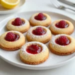 To make Raspberry Lemon Thumbprint Cookies, you need the following ingredients: - 1 cup unsalted butter, softened - 1/2 cup granulated sugar - 1/2 cup powdered sugar, plus extra for dusting - 1 large egg yolk - 1 teaspoon pure vanilla extract - 2 cups all-purpose flour - 1/2 teaspoon baking powder - 1/4 teaspoon fine sea salt - Zest of 1 large lemon - 1/2 cup seedless raspberry jam These simple ingredients come together to create a treat that is both sweet and tart. The butter gives the cookies a rich flavor. The sugars add sweetness and a nice texture. The egg yolk helps bind everything together. Vanilla and lemon zest boost the flavor, making each bite bright. Using seedless raspberry jam gives you a smooth, fruity filling that contrasts well with the buttery cookie. Each element plays a role. They work together to create a delightful experience for your taste buds. {{ingredient_image_2}} - Preheat oven to 350°F (175°C) - Line baking sheets with parchment paper Start by preheating your oven to 350°F. This step is key for baking. While the oven warms up, grab two baking sheets. Line them with parchment paper. This helps keep the cookies from sticking. - Cream together butter, granulated sugar, and powdered sugar In a large bowl, place the softened butter. Add the granulated sugar and powdered sugar. Use an electric mixer on medium speed. Mix until the mixture is light and fluffy. This usually takes about 3-4 minutes. - Add egg yolk, vanilla extract, and lemon zest - Mix until smooth Now, it’s time to add more flavor! Put in the egg yolk, vanilla extract, and lemon zest. Mix on low speed until everything is smooth. - Whisk together flour, baking powder, and salt In a separate bowl, whisk together the flour, baking powder, and salt. Make sure they are well mixed. This step helps the cookies rise and taste great. - Combine wet and dry ingredients - Refrigerate the dough for 30 minutes Next, add the dry mixture to the wet mixture. Stir until just combined. Don’t over-mix! You want a soft dough. Once it's mixed, cover the bowl with plastic wrap. Place it in the fridge for about 30 minutes. This makes the dough easier to handle later. - Roll dough into balls and create thumbprints - Fill with raspberry jam and bake After chilling, take the dough out. Scoop small portions and roll them into 1-inch balls. Place these balls on the baking sheets, spaced 2 inches apart. Use your thumb or a teaspoon to make a small indent in each ball. Be gentle! Fill each thumbprint with raspberry jam. Now, bake the cookies for 12-15 minutes. They are done when the edges are lightly golden brown. - Let cookies cool on baking sheets and then transfer to wire rack Once baked, pull the cookies out of the oven. Let them cool on the baking sheets for about 5 minutes. After that, carefully move them to a wire rack to cool completely. Enjoy the lovely smell as they cool! To make great raspberry lemon thumbprint cookies, avoid over-mixing the dough. Over-mixing can make cookies tough. You want a soft, tender texture. When you mix, stop as soon as the flour disappears. This keeps the cookies light and fluffy. Chilling the dough is key. After mixing, wrap the dough and chill it for 30 minutes. This makes it easier to handle. Chilled dough also helps cookies hold their shape. For a lovely presentation, dust the cookies with powdered sugar. This adds a sweet touch and makes them look beautiful. You can also garnish the plate with fresh raspberries and lemon slices. This not only adds color but also hints at the fresh flavors inside. Avoid overfilling the thumbprints with raspberry jam. If you add too much, it may spill over while baking. A spoonful is just right. Check your oven temperature. An oven that is too hot or too cold can affect baking time. Use an oven thermometer for accuracy. This helps ensure your cookies bake perfectly every time. Pro Tips Chilling the Dough: Refrigerating the dough for 30 minutes helps to solidify the butter, making it easier to handle and ensuring the cookies maintain their shape while baking. Avoiding Over-Mixing: When incorporating dry ingredients, mix just until combined. Over-mixing can lead to tough cookies instead of tender ones. Using Quality Jam: Opt for a high-quality, seedless raspberry jam for the best flavor. Homemade jam can elevate the taste even more! Perfect Indentations: To create a perfect thumbprint, use a teaspoon or your thumb but be mindful not to press too deep to avoid breaking through the bottom. {{image_4}} You can change the flavor of these cookies easily. Instead of raspberry jam, try strawberry or blueberry jam. Both choices add a sweet twist. You can also add nuts like chopped almonds or walnuts for crunch. For a richer taste, mix in chocolate chips. They will melt slightly and bring a new flavor to your cookies. If you need gluten-free cookies, use a gluten-free flour blend. This swap works well and keeps the texture nice. For those seeking vegan options, replace the butter with coconut oil or vegan butter. Instead of the egg yolk, use a flax egg made from ground flaxseed and water. These substitutions ensure everyone can enjoy these cookies. Make these cookies special by adding seasonal fruits. In summer, try using fresh berries like blueberries or cherries. In fall, add spices like cinnamon or nutmeg for a warming flavor. You can also add zests from other fruits, like orange or lime, to brighten the taste. Each season brings a chance to create something new. Store your Raspberry Lemon Thumbprint Cookies at room temperature. Use an airtight container. This keeps them soft and tasty. A cookie jar also works well. If you stack them, place parchment paper between layers. You can freeze these cookies for long-term storage. Place them in a freezer-safe bag. Make sure to remove as much air as possible. They can last up to three months in the freezer. To thaw, take them out and let them sit at room temperature. You can also warm them in the oven for a few minutes for a fresh taste. When stored right, these cookies stay fresh for about one week. If you freeze them, they last longer. Always check for signs of spoilage before eating. Keeping them sealed helps maintain their yummy flavor and texture. Thumbprint cookies are small, round cookies. They have an indent in the center. This spot usually holds jam or other spreads. This fun shape makes them easy to fill. The cookies are soft and buttery. They are a treat everyone loves. You can find many flavors. Raspberry lemon is one of my favorites! Yes, you can! Frozen raspberries work well. Just thaw and mash them first. You may want to add some sugar for sweetness. This makes a nice filling. Keep in mind, the texture may change. It may be a bit runnier than jam. Adjust the amount you use to fit the cookie's shape. You can prepare the dough a day early. Just cover it and chill in the fridge. When ready to bake, scoop and shape the cookies. You can also shape them and freeze the dough. Just place them on a baking sheet and freeze until firm. Then, transfer to a bag. This way, you can bake them fresh later. Absolutely! If you don't have lemon zest, use orange zest. It gives a sweet and bright flavor. You can also try lime zest for a tangy twist. Each option brings a unique taste to the cookies. Don’t hesitate to get creative with flavors! In this post, we explored how to make delicious thumbprint cookies. We covered ingredients, step-by-step instructions, and tips for perfect cookies. Remember to chill the dough and avoid over-filling the thumbprints for the best results. Feel free to experiment with different jams and flavors to make them your own. Store them correctly, and they will stay fresh for days. Get baking and enjoy these tasty treats with family or friends!
