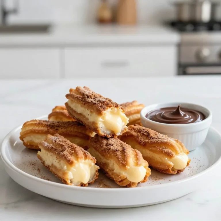 To make these churro cheesecake bites, gather the following ingredients: - 1 cup cream cheese, softened to room temperature - 1/2 cup granulated sugar - 1 teaspoon pure vanilla extract - 1/2 teaspoon ground cinnamon - 1/2 cup sour cream - 1 cup all-purpose flour - 1/2 teaspoon baking powder - 1/4 teaspoon salt - 1/2 cup unsalted butter, melted and slightly cooled - 1 cup semisweet chocolate chips - 1/4 cup granulated sugar (for coating) - 1 tablespoon ground cinnamon (for coating) You can modify the recipe based on what you have at home. Here are some ideas: - Swap cream cheese for mascarpone for a richer taste. - Use coconut sugar instead of granulated sugar for a healthy twist. - Replace sour cream with Greek yogurt for a tangy flavor. - Try dark chocolate chips if you prefer a less sweet option. - Use gluten-free flour for a gluten-free version. To create these delicious bites, you’ll need a few kitchen tools: - A large mixing bowl - Electric mixer or whisk - Wooden spoon or spatula - Baking sheet lined with parchment paper - Small microwave-safe bowl for melting chocolate - Measuring cups and spoons - Plastic wrap for chilling the cheesecake mixture {{ingredient_image_2}} Start by gathering your ingredients. In a large bowl, beat 1 cup of softened cream cheese and 1/2 cup of granulated sugar. Mix them until smooth and fluffy, which takes about 2-3 minutes. Next, add in 1 teaspoon of pure vanilla extract, 1/2 teaspoon of ground cinnamon, and 1/2 cup of sour cream. Stir gently until everything blends well. You want the mix to be creamy and free of lumps. Now, cover the bowl with plastic wrap and chill it in the fridge for about 30 minutes. This will help it firm up, making shaping easier later. In a separate bowl, whisk together 1 cup of all-purpose flour, 1/2 teaspoon of baking powder, and 1/4 teaspoon of salt. Mix these dry ingredients until they are well combined. Gradually add 1/2 cup of melted and slightly cooled unsalted butter. Use a wooden spoon or spatula to blend until a cohesive dough forms. It should feel soft and smooth. Once your cheesecake mixture is chilled, scoop out about 1 tablespoon of it. Roll this into a smooth ball using your hands. Repeat this for the rest of the cheesecake mixture. Next, take a small piece of churro dough, about the size of a walnut. Flatten it into a disk and place a cheesecake ball in the center. Carefully wrap the dough around the filling, sealing it tightly. Place each ball on a parchment-lined baking sheet. Make sure to leave space between them. Preheat your oven to 350°F (175°C) and bake the churro bites for 15-20 minutes. They should turn a lovely golden brown when done. While the churro bites are still warm, mix 1/4 cup of granulated sugar and 1 tablespoon of ground cinnamon in a shallow bowl. Roll each baked churro bite in this mixture until they are well coated. This adds a sweet crunch. For a delicious finish, melt 1 cup of semisweet chocolate chips in a microwave-safe bowl. Heat in 30-second intervals, stirring in between until smooth. Drizzle this melted chocolate over the churro bites or serve it in a bowl for dipping. Enjoy your tasty creation! To get the right texture, start with softened cream cheese. Use an electric mixer to whip it with granulated sugar. Mix until fluffy, about 2-3 minutes. This step makes your cheesecake filling smooth. Add sour cream slowly for creaminess. Chill the mixture for 30 minutes to firm it up. This helps when you form the bites. Preheat your oven to 350°F (175°C) before baking. This ensures even heat. Space the churro bites on your baking sheet. They need room to puff up and cook evenly. Bake them for 15-20 minutes. Look for a golden brown color. This means they are done and ready to enjoy. Presentation adds to the fun! Use a nice serving platter to arrange your churro bites. Sprinkle some extra cinnamon sugar on top for flair. You can also serve melted chocolate in a small bowl on the side. This gives everyone a chance to dip their bites. Your guests will love the look and taste! Pro Tips Chill for Best Results: Make sure to chill the cheesecake mixture for at least 30 minutes. This helps it firm up, making it easier to handle and shape into bites. Perfect Dough Consistency: When mixing the churro dough, ensure it's not overly sticky or dry. Adjust with a little more flour or butter as needed for the right texture. Even Baking: To ensure even baking, rotate the baking sheet halfway through the baking time. This helps achieve a uniform golden brown color on all sides. Serving Suggestions: Consider serving these bites warm for the best flavor experience. Pair with a scoop of vanilla ice cream for an extra indulgent treat! {{image_4}} You can switch up the cheesecake filling to make it your own. Try adding different flavors to the cream cheese mixture. Here are some ideas: - Chocolate: Mix in 1/4 cup of cocoa powder. - Fruit: Add 1/2 cup of pureed fruit like strawberries or raspberries. - Pumpkin Spice: Use 1/2 cup of pumpkin puree and 1 teaspoon of pumpkin spice. These changes keep the bites fresh and exciting. The cinnamon sugar coating is classic, but you can explore other options. Consider these fun twists: - Crushed Nuts: Roll the bites in chopped pecans or almonds for crunch. - Coconut Flakes: Use sweetened coconut for a tropical touch. - Chocolate Drizzle: Top with melted chocolate for extra sweetness. Switching coatings makes each batch unique. You can make these bites fit different diets. Here’s how: - Gluten-Free: Use a gluten-free flour blend instead of all-purpose flour. - Dairy-Free: Substitute cream cheese with a dairy-free cream cheese. Use coconut yogurt instead of sour cream. These changes let everyone enjoy churro cheesecake bites without worry. Store your churro cheesecake bites in an airtight container. This helps keep them fresh. Place a piece of parchment paper between layers to avoid sticking. Keep them in the fridge if you plan to eat them within a few days. They taste best within 3 days. To reheat, place the churro bites on a baking sheet. Preheat your oven to 350°F (175°C). Heat them for about 5-7 minutes. This will warm them up without making them soggy. You can also microwave them for 10-15 seconds if you're in a hurry. If you want to store churro cheesecake bites longer, freeze them. First, chill them in the fridge until firm. Then, place them in a freezer-safe bag or container. Remove as much air as possible to prevent freezer burn. They can stay in the freezer for up to 3 months. To enjoy, thaw them in the fridge overnight before reheating. Churro cheesecake bites last about 3 to 5 days in the fridge. Make sure to keep them in an airtight container. This keeps them fresh and tasty. If you want to enjoy them longer, you can freeze them. They can last up to 2 months in the freezer. Just let them thaw in the fridge before serving. Yes, you can make the cheesecake mixture ahead of time. Chill it for up to 24 hours in the fridge. This makes it easier to scoop and shape later. Just cover the bowl tightly with plastic wrap. This prevents it from drying out or absorbing other smells from the fridge. To reheat churro bites, preheat your oven to 350°F (175°C). Place them on a baking sheet for about 5 to 7 minutes. This keeps the outside crispy and warms the inside. You can also use a microwave, but it may make them softer. If using the microwave, heat for 15-20 seconds. Definitely! If you need gluten-free options, use gluten-free flour. You can also substitute dairy products with almond or coconut cream cheese. For vegan bites, use plant-based butter and vegan cream cheese. Adjusting the recipe lets everyone enjoy these tasty treats! You learned how to make delicious Churro Cheesecake Bites step by step. We covered the key ingredients, helpful tips for texture, and options for variations. You can store these treats well and reheat them easily. These bites are fun, tasty, and perfect for any gathering. You can impress your friends and family with this simple recipe. Enjoy experimenting with flavors and toppings. Happy baking!