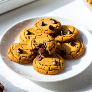 To make delicious pumpkin chocolate chip cookies, gather these simple ingredients: - 1 cup canned pumpkin puree - 1 cup packed brown sugar - 1/2 cup granulated sugar - 1/2 cup unsalted butter, melted - 1 large egg - 1 teaspoon pure vanilla extract - 2 cups all-purpose flour - 1 teaspoon baking soda - 1/2 teaspoon baking powder - 1 teaspoon ground cinnamon - 1/2 teaspoon ground nutmeg - 1/4 teaspoon salt - 1 cup semi-sweet chocolate chips - 1/2 cup chopped walnuts (optional) These ingredients create a perfect blend of flavors. The canned pumpkin adds moisture and a warm taste. The sugars bring sweetness, while the butter gives a rich flavor. The spices like cinnamon and nutmeg add warmth and depth. The chocolate chips provide a sweet contrast. If you like, add walnuts for a nice crunch. Each bite is a delightful mix of soft, sweet, and nutty. {{ingredient_image_2}} Set your oven to 350°F (175°C). This is the perfect temperature for baking. While it heats up, prepare two baking sheets. Line them with parchment paper. This makes cookie removal easy and helps prevent sticking. In a large bowl, mix the pumpkin puree, brown sugar, granulated sugar, melted butter, egg, and vanilla extract. Use a whisk to blend them well. Proper blending gives a smooth texture to your dough. Take a separate bowl and sift together the flour, baking soda, baking powder, cinnamon, nutmeg, and salt. Sifting helps aerate the flour. It also ensures even mixing of the leavening agents and spices. This step is key for soft cookies. Gradually add the dry mix to the wet mix. Use a spatula or wooden spoon to stir gently. Combine until just mixed. Avoid overmixing. Overmixing can make your cookies tough instead of soft. Gently fold in the chocolate chips and walnuts if you choose to add them. Use a spatula to incorporate them evenly. This step adds a nice burst of flavor in every bite. Use a cookie scoop or a tablespoon to drop rounded balls of dough onto your prepared baking sheets. Space them about 2 inches apart. This allows them to spread while baking. Place the baking sheets in the oven. Bake for 10 to 12 minutes. Look for lightly golden edges and set centers. These visual cues tell you that your cookies are done. Once baked, take the cookies out of the oven. Let them cool on the baking sheets for about 5 minutes. Then, transfer them to a wire rack. This helps them cool completely and keeps them from getting soggy. To create the perfect texture, aim for a balance between soft and chewy. Soft cookies have a cake-like feel, while chewy cookies pull apart with a delightful stretch. - Soft Cookies: Use more pumpkin puree. It adds moisture. - Chewy Cookies: Add a bit more brown sugar. It gives chewiness. Common mistakes can ruin your cookies: - Overmixing your dough leads to tough cookies. Mix until just combined. - Not measuring flour correctly can make cookies dry. Use a kitchen scale for best results. You can boost the flavor with extra spices or extracts. - Additional Spices: Try adding ginger or cloves for more warmth. - Extracts: A hint of almond extract can also elevate the taste. Experiment with different types of chocolate: - Semi-sweet chocolate is classic. Dark chocolate adds richness. - For a twist, consider white chocolate or even butterscotch chips. Making your cookies look great makes them even more appealing. - Serving Suggestions: Stack them on a festive plate. It adds charm. - Seasonal Decorations: Surround cookies with small pumpkins or autumn leaves. This creates a cozy vibe. Dust the tops with powdered sugar for an elegant touch. It makes your cookies look bakery-fresh! Pro Tips Use Fresh Spices: For the best flavor, consider using freshly ground spices instead of pre-ground versions. This can enhance the aroma and taste of your cookies. Chill the Dough: If time allows, chill the cookie dough for about 30 minutes before baking. This helps the cookies maintain their shape and results in a chewier texture. Experiment with Mix-ins: Feel free to customize your cookies by adding different mix-ins like dried cranberries, pecans, or even white chocolate chips for a unique twist. Store Properly: To keep cookies fresh, store them in an airtight container at room temperature for up to a week. You can also freeze them for longer storage. {{image_4}} To make these cookies gluten-free, you can use almond flour or oat flour. These flours add a nice texture. Use 1 ½ cups of flour for the best results. You may need to bake them a bit longer, around 12 to 14 minutes. Keep an eye on them to avoid overbaking. To create a vegan version, replace the egg with a flax egg. Mix 1 tablespoon of ground flaxseed with 2.5 tablespoons of water and let it sit for 5 minutes. For butter, use coconut oil or vegan butter. For sweetness, you can use maple syrup or agave nectar, but reduce the total liquids in your recipe slightly. To spice things up, consider adding dried cranberries or raisins for a fruity twist. Chopped pecans or almonds work well, too. You can also try different chocolate types. Dark chocolate or white chocolate can add unique flavors. Adjust the amount to suit your taste, keeping it fun and exciting! To keep your pumpkin chocolate chip cookies fresh, use the right containers. I recommend using an airtight container. This will stop air from making your cookies hard. You can also line the container with parchment paper. This helps to keep them soft. Store your cookies at room temperature. This way, they stay moist and tasty. If you keep them in the fridge, they might dry out. For best results, eat them within a week. You can freeze your cookies for future enjoyment. You have two choices: freeze before or after baking. If you freeze the dough, scoop it into balls first. Place them on a baking sheet, then freeze. Once frozen, transfer them to a bag. This way, you can bake fresh cookies whenever you want. If you prefer to freeze baked cookies, let them cool first. Then, stack them in an airtight container. You can also use parchment paper between layers to avoid sticking. When you want a cookie, simply thaw them. For dough, bake right from the freezer; just add a minute or two to the baking time. For baked cookies, let them sit at room temperature for about 10 minutes. Enjoy your treat! Yes, you can use fresh pumpkin. Start by roasting or steaming the pumpkin. Once cool, mash it well until smooth. Make sure to drain any excess water. Using fresh pumpkin gives cookies a bright flavor. However, canned pumpkin is easier and saves time. To keep cookies moist, watch your baking time closely. Remove them from the oven as soon as they are lightly golden. The centers should look set but not hard. Also, do not overmix the dough. This can lead to dry cookies. Adding a bit more pumpkin puree can also help maintain moisture. Yes, you can make the dough ahead of time. Chill it in the fridge for up to 24 hours. This resting time enhances the flavors. When ready to bake, scoop and place the dough on baking sheets. You may need to add a minute or two to the baking time. If you don’t have walnuts, you can use pecans or almonds. You could also skip the nuts altogether for a nut-free cookie. Chocolate chips provide enough texture and flavor on their own. For added crunch, try using sunflower seeds or pumpkin seeds. Check your cookies after 10 minutes of baking. The edges should be golden brown. The centers may look soft but should not appear wet. A toothpick inserted in the center should come out clean or with just a few crumbs. If they look too soft, give them a minute or two more. In this blog post, we explored the essential ingredients and steps to bake delicious cookies. You learned how to mix wet and dry ingredients, and the importance of texture and flavor. I shared tips on variations, storage, and answering common questions. Remember, baking is about fun and creativity. Each batch brings new chances for success. Enjoy the process, and share your tasty results!