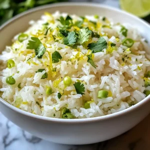 To make coconut lime rice, you need a few key ingredients: - 1 cup jasmine rice - 1 cup coconut milk - 1/2 cup water - Zest of 1 lime - Juice of 1 lime - 1/2 teaspoon salt These ingredients create a creamy, fragrant rice dish. The jasmine rice gives it a nice texture. Coconut milk adds richness, while lime brings a fresh, zesty flavor. You can enhance the dish with these optional ingredients: - 1 tablespoon sugar (adjust to taste) - Fresh cilantro, chopped, or green onions, sliced, for garnish Adding sugar can balance the lime's tartness. The cilantro or green onions make the dish look pretty and add a burst of flavor. If you don’t have jasmine rice, you can use basmati rice. It will still taste great. For dairy-free options, use coconut cream instead of coconut milk. If you want a spicier kick, add a pinch of chili flakes. Always feel free to adjust the ingredients to make it your own! {{ingredient_image_2}} First, rinse the jasmine rice under cold water. This step is key. Rinsing removes excess starch. This helps the rice stay fluffy and not sticky. Keep rinsing until the water runs clear. It usually takes a few minutes. In a medium saucepan, mix the rinsed rice with the coconut milk and water. Add the lime zest and juice. If you like, add sugar and salt too. Stir gently to combine everything well. This blend gives the rice its fresh taste. Place the saucepan over medium heat. Watch as the mixture comes to a gentle boil. This takes just a few minutes. Once it starts boiling, reduce the heat to low. Cover the saucepan tightly and let it simmer for 15 to 20 minutes. The rice will absorb all the liquid and get tender. After cooking, remove the saucepan from heat but keep it covered. Let it rest for 5 minutes. This resting time helps steam the rice. Finally, use a fork to fluff the rice gently. Taste it! Adjust the sweetness or salt to your liking. Serve the rice warm and garnish with fresh cilantro or green onions for added flavor. To get fluffy rice, start with rinsing the jasmine rice. Rinse it under cold water until the water runs clear. This step removes extra starch, which helps the rice cook evenly. After rinsing, mix the rice with coconut milk and water in a saucepan. Bring it to a gentle boil, then lower the heat and cover it tight. Let it simmer for 15 to 20 minutes. Once done, let it rest for 5 minutes before fluffing with a fork. This resting time is key to fluffy rice. You can play with flavors in coconut lime rice. Try adding a pinch of ginger or garlic for warmth. Fresh herbs like mint or basil can also add a nice twist. For a touch of heat, add chopped jalapeño or red pepper flakes. If you want a tropical vibe, mix in some pineapple chunks or mango pieces. Each variation brings a new taste to this delicious dish. Avoid using too much water, as it makes rice mushy. Stick to the recipe's liquid amounts for best results. Don’t skip rinsing the rice; this step is very important. Also, don’t rush the cooking process. Let the rice simmer slowly and rest afterward to reach its full potential. Lastly, adjust flavors only after cooking, so you can taste and see what it needs. Pro Tips Rinse Thoroughly: Make sure to rinse the jasmine rice until the water runs clear to achieve the perfect texture and avoid gumminess. Adjusting Sweetness: The sugar is optional, so taste and adjust to your preference. You can also substitute with honey or agave for a different flavor. Perfect Lime Flavor: Use fresh lime juice and zest for a brighter flavor. Avoid bottled lime juice, which can be less vibrant. Resting Time: Don’t skip the resting time after cooking; it helps the rice become fluffier and allows the flavors to meld. {{image_4}} You can easily make coconut lime rice vegan. Simply use coconut milk and water as is. This version keeps the creamy texture and bright taste. Many love it for its tropical flavor. If you want extra sweetness, add a bit of maple syrup. This gives a nice twist without dairy. You can also leave out the sugar for a more natural taste. Adding veggies is a great way to boost nutrition. Consider using peas, bell peppers, or carrots. Chop them finely and mix them in while cooking. This method allows the veggies to absorb the coconut flavor. They stay bright and crisp, adding color to your dish. You can also sauté the veggies first for a deeper taste. Enjoy a hearty meal that’s still light and refreshing. If you like heat, try adding some spice! You can mix in fresh chili peppers or red pepper flakes. This adds a kick that complements the coconut and lime. Adjust the spice level to fit your taste. Start with a small amount and add more as needed. You can also serve it with a spicy sauce on the side for extra flavor. This version excites your taste buds and pairs well with many main dishes. To keep your leftover coconut lime rice fresh, let it cool first. Transfer it to an airtight container. Store it in the fridge for up to four days. This method helps the rice stay moist and tasty. When you are ready to eat the rice, take it out of the fridge. Place the rice in a saucepan. Add a splash of water or coconut milk to help it steam. Heat it on low heat, stirring often. This will keep the rice from drying out. You can also use a microwave. Just cover it with a damp paper towel to keep moisture in. If you want to save coconut lime rice for later, freezing is a great option. Allow the rice to cool completely. Transfer it to a freezer-safe bag or container. Make sure to remove as much air as possible before sealing. You can freeze it for up to three months. When you’re ready to eat, thaw it in the fridge overnight. Reheat it as mentioned above for the best taste. I recommend using jasmine rice for Coconut Lime Rice. Jasmine rice is fragrant and fluffy. It absorbs the coconut milk well, giving a rich flavor. Other rice types may not have the same aroma or texture. Yes, you can prepare Coconut Lime Rice ahead of time. Cook it, then let it cool. Store it in an airtight container in the fridge. This way, you can enjoy it whenever you want. Just reheat it gently before serving. You can adjust the sweetness by adding or reducing sugar. If you like it sweeter, add more sugar. Start with a small amount and taste as you go. Lime juice also balances sweetness, so use it wisely. Coconut Lime Rice can be served cold, but it's best warm. Cold rice works well in salads or as a side dish. If you enjoy a chilled dish, try adding fresh veggies or a light dressing. Coconut lime rice is simple to make and full of flavor. You learned about key ingredients, cooking steps, and ways to avoid mistakes. The variations give you many options to try. Remember, you can store leftovers easily for later meals. Enjoy this dish as a side or main course. I hope you feel confident to make coconut lime rice at home. It's a tasty treat that everyone will love.