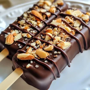 To craft the perfect Mocha Almond Fudge Pops, you'll need the following ingredients: - 1 cup brewed coffee, cooled - 1 cup almond milk (or your preferred milk) - 1/2 cup unsweetened cocoa powder - 1/4 cup pure maple syrup or honey - 1 teaspoon pure vanilla extract - 1/2 cup chopped almonds (toasting optional for added flavor) - 1/4 cup dark chocolate chips - A pinch of sea salt Each ingredient plays a key role in creating a rich, creamy texture and a delightful flavor. The brewed coffee gives a strong kick, while the almond milk adds creaminess. Cocoa powder brings a deep chocolate taste, and the sweetener, either maple syrup or honey, balances the bitterness. Vanilla extract enhances the overall flavor, and chopped almonds add crunch. Dark chocolate chips bring extra richness, and a pinch of sea salt ties everything together. Feel free to mix and match the ingredients to suit your taste. For example, you can use oat milk instead of almond milk if you prefer. Enjoy the process of creating these tasty treats! {{ingredient_image_2}} 1. In a large bowl, combine 1 cup of cooled brewed coffee and 1 cup of almond milk. 2. Whisk in 1/2 cup of unsweetened cocoa powder until smooth. 1. Mix in 1/4 cup of maple syrup or honey, 1 teaspoon of pure vanilla extract, and a pinch of sea salt. 2. Fold in 1/2 cup of chopped almonds and 1/4 cup of dark chocolate chips. 1. Pour the mixture into popsicle molds. Leave a gap at the top for expansion. 2. Insert popsicle sticks into each mold. Then, freeze for a minimum of 6 hours. To make a smooth mixture, start by whisking the cooled coffee and almond milk well. This step helps avoid lumps of cocoa powder. If you want to boost flavor, try adding a dash of cinnamon or a splash of coffee extract. Both can elevate the mocha taste. When it’s time to serve, use an elegant plate. You can make it look fancy by sprinkling extra chopped almonds around the pops. Drizzle some melted dark chocolate over the pops for a rich touch. This not only looks great but adds more flavor. If your popsicle does not release easily, run warm water over the mold for a few seconds. This helps loosen the pops. For the best consistency, ensure you whisk the mixture until fully blended. This way, you get a creamy texture, perfect for enjoying on a hot day. Pro Tips Use Fresh Coffee: For the best flavor, use freshly brewed coffee. The aroma and taste of fresh coffee will enhance the overall flavor of your fudge pops. Experiment with Nut Milks: Feel free to substitute almond milk with other nut milks like cashew or hazelnut for a unique flavor profile. Adjust Sweetness: Taste the mixture before freezing and adjust the sweetness according to your preference. You can add more maple syrup or honey as needed. Toast Your Nuts: Toasting the almonds before adding them to the mixture enhances their flavor and adds a lovely crunch to your pops. {{image_4}} You can change the nuts in your mocha almond fudge pops. Try hazelnuts or pecans for a twist. Chopped walnuts add a nice crunch too. You can also swap sweeteners. If you want less sugar, use agave or stevia. They work well in this recipe and keep it sweet. Want a vegan version? Use plant-based milk like coconut or soy. Switch maple syrup for agave to keep it vegan. For low-sugar or keto-friendly options, use a sugar substitute. This keeps the taste rich without the extra carbs. You can enjoy these pops without worry! To keep your mocha almond fudge pops fresh, follow these steps: - Use airtight containers: Place popsicles in airtight containers or freezer bags. This keeps them from getting freezer burn. - Label and date: Write the date on the container. This helps you track how long they have been stored. - Store at a consistent temperature: Keep your freezer at 0°F (-18°C) for the best results. These popsicles can last for about 2 to 3 months in the freezer. After this time, they may lose flavor or texture. Cleaning and caring for your molds is simple: - Wash with soap and water: After using, rinse molds with warm, soapy water. Avoid abrasive sponges. - Dry completely: Make sure molds are dry before storing them. This prevents mold growth. You can reuse popsicle molds for various recipes. Try these ideas: - Fruit juice pops: Blend your favorite fruits and pour them into molds. - Yogurt pops: Mix yogurt with honey and fruit. This makes a creamy treat. - Smoothie pops: Pour your morning smoothie into molds for a tasty snack later. Mocha Almond Fudge Pops are rich, creamy frozen treats. They combine coffee, cocoa, and almonds. Each bite tastes like a delightful dessert. You get a mix of sweet and nutty flavors. These pops are perfect for a hot day or as a fun treat. To make these pops dairy-free, use almond milk. You can also try coconut or oat milk. Both will give you a creamy texture. Just replace regular milk with your chosen alternative. This keeps the pops delicious and dairy-free. Yes, you can use instant coffee. Just mix it with hot water to dissolve. This will give a strong coffee flavor. If you want a lighter taste, adjust the amount. Instant coffee is a great alternative when you're short on time. The popsicles need at least 6 hours to freeze. For best results, freeze overnight. This ensures they are solid and easy to remove. If you want to enjoy them sooner, check after 6 hours. Ensure they are firm before serving. In this blog post, we covered how to make delicious mocha almond fudge pops. We walked through the list of simple ingredients and clear steps to create these treats. I shared tips for perfecting the recipe and ways to customize it. Remember, you can adapt ingredients for different diets or preferences. Don't forget the storage tips for keeping them fresh! Enjoy these pops with friends or family, and get creative with your flavors. Making them is fun, and the results are tasty and rewarding. Happy popsicle making!