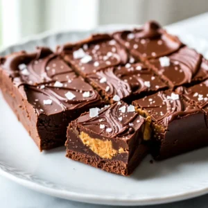 To make this chocolate peanut butter fudge, you need a few simple items. Here’s the list: - 1 cup creamy peanut butter - 1 cup semi-sweet chocolate chips - 1 can (14 oz) sweetened condensed milk - 1 teaspoon vanilla extract - 1/4 teaspoon salt - Optional: 1/2 cup chopped nuts for added crunch - Optional: Sea salt flakes for garnish Each ingredient plays a key role in making the fudge rich and tasty. The creamy peanut butter gives it that smooth and nutty flavor that blends perfectly with the chocolate. The semi-sweet chocolate chips melt down to create a luscious base. Sweetened condensed milk adds sweetness and a creamy texture. Vanilla extract brings warmth, while a pinch of salt enhances all the flavors. If you want extra crunch, toss in some chopped nuts. A sprinkle of sea salt flakes on top adds a delightful contrast. This fudge is not just a treat; it’s a true delight that satisfies any sweet craving! {{ingredient_image_2}} Start by getting your baking pan ready. Line an 8x8 inch square dish with parchment paper. Make sure the paper hangs over the sides. This helps you lift the fudge out easily later. Next, grab a medium saucepan. Set it over low heat. Add the semi-sweet chocolate chips and the sweetened condensed milk. Stir the mixture often. You want the chocolate to melt evenly. It should only take a few minutes. When it’s smooth, you can take it off the heat. Once the chocolate has melted, add the creamy peanut butter. Stir it in well. Mix until it looks smooth and blended. Then, add the vanilla extract and salt. These will boost the flavor. If you like a crunch, now’s the time to fold in the chopped nuts. Make sure they spread out evenly in the fudge. Carefully pour the fudge mixture into your prepared baking pan. Use a spatula to spread it out evenly. Smooth the top for a nice finish. For a tasty touch, sprinkle some sea salt flakes on top before it sets. Place the pan in the fridge. Let it chill for at least 2 hours. This will help it firm up. Once it’s set, lift the fudge out using the parchment paper. Place it on a cutting board and slice it into squares. Sixteen squares is a great size! To get the best texture for your fudge, follow a few key steps. First, always use creamy peanut butter. It mixes well and gives a smooth finish. When melting chocolate, keep the heat low. This helps avoid burning. Stir the chocolate and milk until smooth. If you want a firmer fudge, chill it longer. The fudge should feel set but still soft. Many people make small mistakes when making fudge. One common error is not lining the pan. If you skip this step, it’s hard to lift the fudge out later. Another issue is rushing the melting process. Always melt the chocolate slowly. If you add cold peanut butter, it can seize the chocolate. Mix it in while the chocolate is still warm. Lastly, don’t forget to sprinkle the sea salt before chilling. It adds a nice touch! Presentation matters when serving fudge. Cut the fudge into even squares for a neat look. Use a sharp knife for clean cuts. You can place the fudge on a nice plate or a wooden board. For a fun twist, wrap each piece in colorful foil. This makes a lovely gift or party treat. Adding a few whole nuts on top can also make your fudge look fancy. Pro Tips Use Quality Ingredients: The flavor of your fudge will greatly depend on the quality of the chocolate and peanut butter. Opt for high-quality semi-sweet chocolate chips and creamy peanut butter for the best taste. Let it Cool Gradually: After melting the chocolate and peanut butter mixture, allow it to cool slightly before pouring it into the pan. This helps to maintain a smooth texture and prevents it from being too soft when setting. Experiment with Flavors: Feel free to customize your fudge by adding different ingredients like a swirl of caramel, crushed cookies, or flavored extracts to enhance the taste and presentation. Storage Tips: Store your fudge in an airtight container in the refrigerator for up to two weeks. For longer storage, you can freeze it for up to three months. Just be sure to wrap it well to avoid freezer burn. {{image_4}} You can change the type of chocolate to fit your taste. Dark chocolate gives a rich and bold flavor. It makes your fudge taste more intense. Milk chocolate is sweeter and creamier. This choice works well for kids. You can even mix different chocolates. For example, blend semi-sweet and dark chocolate. This mix gives a nice balance of flavors and sweetness. Want to spice up your fudge? Try adding flavors like mint or coconut. A few drops of mint extract can bring a fresh taste. You can also mix in shredded coconut for a tropical twist. This adds a chewy texture. Another option is to use coffee. A little espresso powder can deepen the chocolate taste. Experiment with different flavors to find your favorite! If you love crunch, add nuts to your fudge. Chopped peanuts, walnuts, or pecans work great. They give texture and extra flavor. You can also try different crunchy add-ins. Crispy rice cereal or crushed pretzels can add fun and a salty kick. These add-ins make your fudge even more special. Don’t be afraid to mix and match! Store your chocolate peanut butter fudge in an airtight container. Use parchment paper between layers to avoid sticking. This keeps the fudge fresh and easy to grab. When stored well, the fudge lasts up to two weeks at room temperature. You can also freeze it for up to three months. Just cut it into squares before freezing. Wrap each piece in plastic wrap, then place them in a freezer bag. If your fudge gets too hard, you can soften it. Simply let it sit at room temperature for 30 minutes. For a quick fix, microwave it for 10 seconds. Check it often to avoid melting it too much. Enjoy your sweet treat! The fudge needs at least 2 hours to set. I recommend chilling it in the fridge. This time helps the fudge firm up nicely. If you want a firmer texture, let it chill longer. Just be sure to keep it in the fridge until you're ready to enjoy it. Yes, you can use natural peanut butter. However, it may change the texture a bit. Natural peanut butter has oil that can separate. This might make the fudge less smooth. If you want a creamy texture, stick with the regular creamy peanut butter. You can substitute sweetened condensed milk with coconut milk and sugar. Mix these to get a creamy base. You can also use evaporated milk with added sugar. Another option is to make your own by cooking milk and sugar down. Just be aware that these changes may affect flavor and texture. You learned how to make delicious fudge with simple ingredients like peanut butter and chocolate. We covered each step from melting to setting. Remember to avoid common mistakes for the best texture. Try different flavors or nuts to make it unique. Store your fudge properly to keep it fresh. Enjoy sharing this treat with friends and family. Make every batch a hit, and have fun with it!