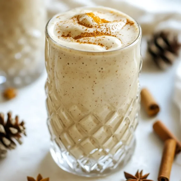 - 1 cup almond milk (or any milk of your choice) - 1 frozen banana - 1/2 cup plain Greek yogurt - 2 tablespoons molasses - 1 teaspoon ground ginger - 1/2 teaspoon ground cinnamon - 1/4 teaspoon ground nutmeg - 1 tablespoon maple syrup (optional, adjust to taste) - Ice cubes (optional, for a frostier texture) The key to a great gingerbread smoothie is the ingredients. Each one plays a big role. Almond milk gives the drink a creamy base. You can use any milk you like. The frozen banana adds natural sweetness and a smooth texture. Greek yogurt adds protein and creaminess. Molasses gives that rich, deep flavor and a hint of sweetness. Ground ginger, cinnamon, and nutmeg bring warmth and spice, making you feel cozy. Maple syrup is optional. You can add it based on how sweet you want your drink. Ice cubes are great if you like a cold, frosty smoothie. With these ingredients, you can create a tasty, comforting treat. Each sip will remind you of the holidays. Enjoy the process of blending these flavors together! {{ingredient_image_2}} - Step 1: Add 1 cup of almond milk, 1 frozen banana, and 1/2 cup of plain Greek yogurt to the blender. This base gives your smoothie a creamy texture. The banana adds natural sweetness. - Step 2: Incorporate 2 tablespoons of molasses, 1 teaspoon of ground ginger, 1/2 teaspoon of ground cinnamon, 1/4 teaspoon of ground nutmeg, and 1 tablespoon of maple syrup if desired. These spices create that classic gingerbread flavor. The molasses adds a rich depth. - Step 3: Blend the mixture on high speed until it is smooth and creamy. You want to make sure there are no chunks left. A good blend ensures all flavors combine well. - Step 4: Taste your smoothie and adjust the sweetness and thickness as needed. If you want it sweeter, add more maple syrup. For a thicker smoothie, toss in a handful of ice cubes and blend again. - Step 5: Once blended, pour the smoothie into a cheerful glass. Garnish it with a sprinkle of cinnamon or a cinnamon stick for a festive touch. Presentation matters! A nice garnish makes it look extra special and inviting. Enjoy your cozy gingerbread smoothie right away for the best flavor and freshness! - Ideal blending tips for a creamy texture: Start with the liquid first. Pour the almond milk into your blender. Then add the frozen banana and Greek yogurt. This order helps everything mix well. Blend at high speed. Stop when it looks creamy. If you want it thicker, add ice cubes and blend again. - How to adjust sweetness to taste: Taste your smoothie once blended. If it is not sweet enough, add more maple syrup. Blend again to mix it in. You can also use honey or agave syrup if you prefer. Adjust until it meets your taste. - Recommendations for ingredient substitutions: You can swap almond milk for any milk you like. Try oat milk or coconut milk for a new flavor. If you don’t have Greek yogurt, use regular yogurt or a dairy-free option. For a spicier kick, add a pinch of cayenne pepper. Stay creative and enjoy your smoothie! Pro Tips Use Frozen Bananas: For a creamier texture, always use frozen bananas. They not only chill the smoothie but also add natural sweetness. Customize the Sweetness: Adjust the amount of maple syrup based on your taste preference. You may find that the molasses provides enough sweetness on its own. Add Spice Variations: Feel free to experiment with other spices like allspice or cloves for a unique twist that complements the gingerbread flavor. Garnish Creatively: Enhance the visual appeal by garnishing with whipped cream, a sprinkle of cinnamon, or even a few crushed gingerbread cookies on top. {{image_4}} For a low-carb option, swap the banana for avocado. It adds creaminess without the carbs. Use unsweetened almond milk or coconut milk for fewer calories. You can also replace Greek yogurt with silken tofu for a dairy-free version. This keeps your smoothie smooth and rich while staying vegan. If you want a gluten-free choice, ensure your yogurt is gluten-free. Most brands are, but always check the label. Add chia seeds for extra fiber and nutrition. They are gluten-free and help thicken your smoothie. To boost nutrition, add a scoop of protein powder. This makes your smoothie perfect for breakfast or a post-workout snack. You can choose vanilla or chocolate flavors to mix well with ginger. If you crave something different, try adding cocoa powder or a shot of coffee. These flavors pair well with ginger and offer a fun twist. You’ll enjoy a sweeter taste and an extra energy kick. To keep your gingerbread smoothie fresh, store it in the fridge. Use a sealed jar or container. It will stay good for up to 24 hours. If you plan to enjoy it later, the taste may change a bit. You can also freeze your smoothie for future use. Pour it into ice cube trays or freezer-safe bags. This way, you can grab a smoothie anytime! If you refrigerate your smoothie, it may separate. Just give it a good shake or stir before drinking. If it’s too thick, add a splash of milk and blend again. This helps refresh the flavor and texture. Enjoy it cold for a fun treat! What are the health benefits of ginger in smoothies? Ginger adds a nice spicy kick and many health perks. It helps your tummy feel good. Ginger can ease nausea and reduce inflammation. It may also boost your immune system. Overall, it makes your smoothie tasty and healthy. Can I use a different type of milk? Yes! You can use any milk you like. Almond milk is great, but you can try oat milk, soy milk, or even coconut milk. Each type gives a unique taste and texture. Choose what you enjoy most. How can I make this smoothie vegan? To make this smoothie vegan, switch Greek yogurt for a plant-based yogurt. Use almond milk or another non-dairy milk. Avoid honey and stick to maple syrup for sweetness. This way, you keep it tasty and plant-based. Is it possible to make this smoothie ahead of time? Yes, you can prepare this smoothie ahead. Blend the ingredients and store it in the fridge. It’s best to drink it within a day for freshness. Just shake or stir before enjoying. What is the nutritional value of a gingerbread smoothie? The nutritional value varies based on your ingredients. On average, it’s a good source of protein and calcium. It has healthy fats from yogurt and fiber from bananas. Check the labels for exact numbers to fit your diet. This blog post shows you how to make a tasty gingerbread smoothie. We covered the ingredients, like almond milk and a frozen banana, and walked through each step to blend it perfectly. You learned tips for the best texture and how to adjust sweetness. We also explored fun variations and proper storage methods. In the end, this smoothie is easy to customize, and it's healthy too. Enjoy every sip, and don’t be afraid to get creative!